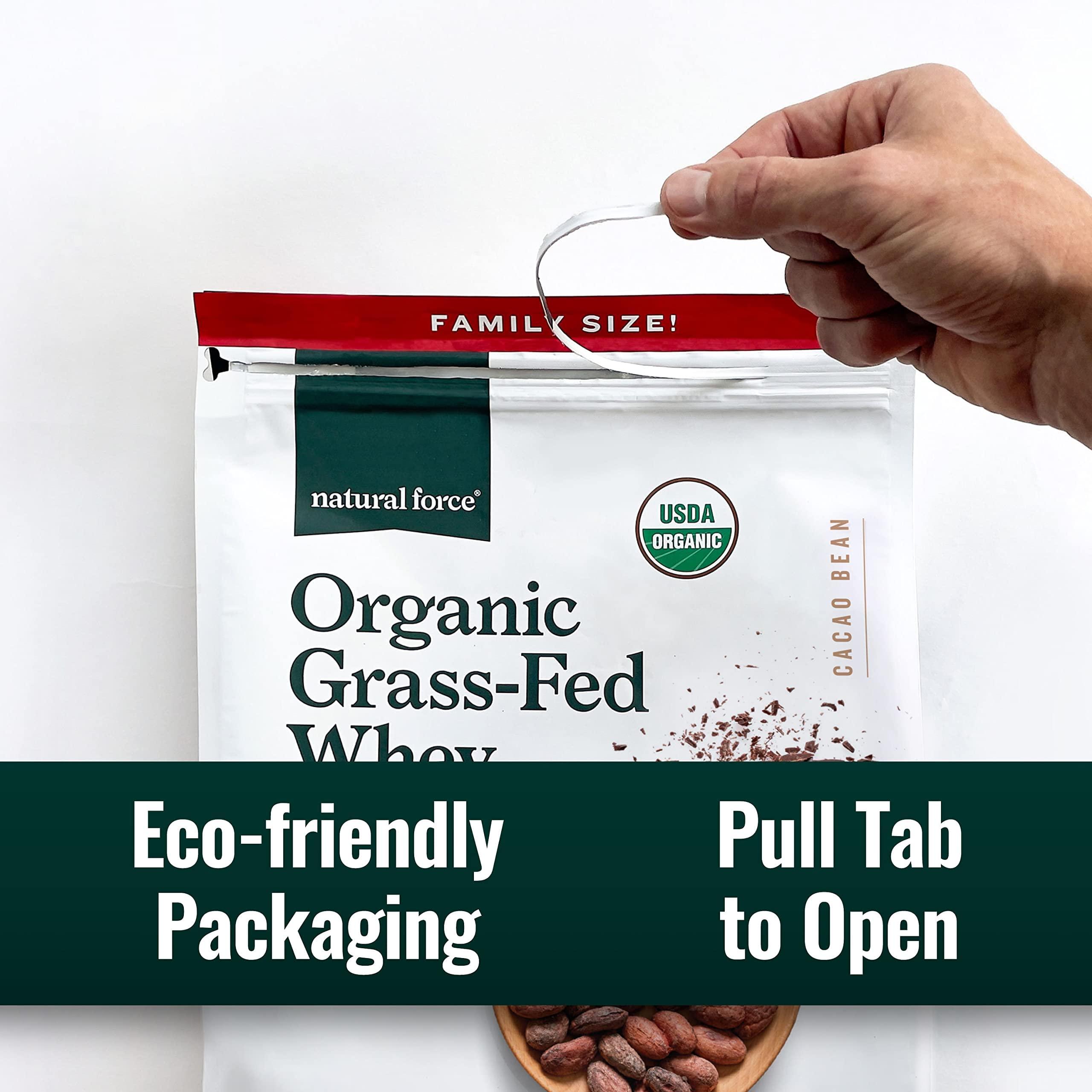 Natural Force Natural Force Whey Protein Powder Chocolate, 5 lbs Grass Fed Organic, Pure, Keto & Paleo Friendly, Low Carb, Kosher, Non GMO Family Size A2 Protein