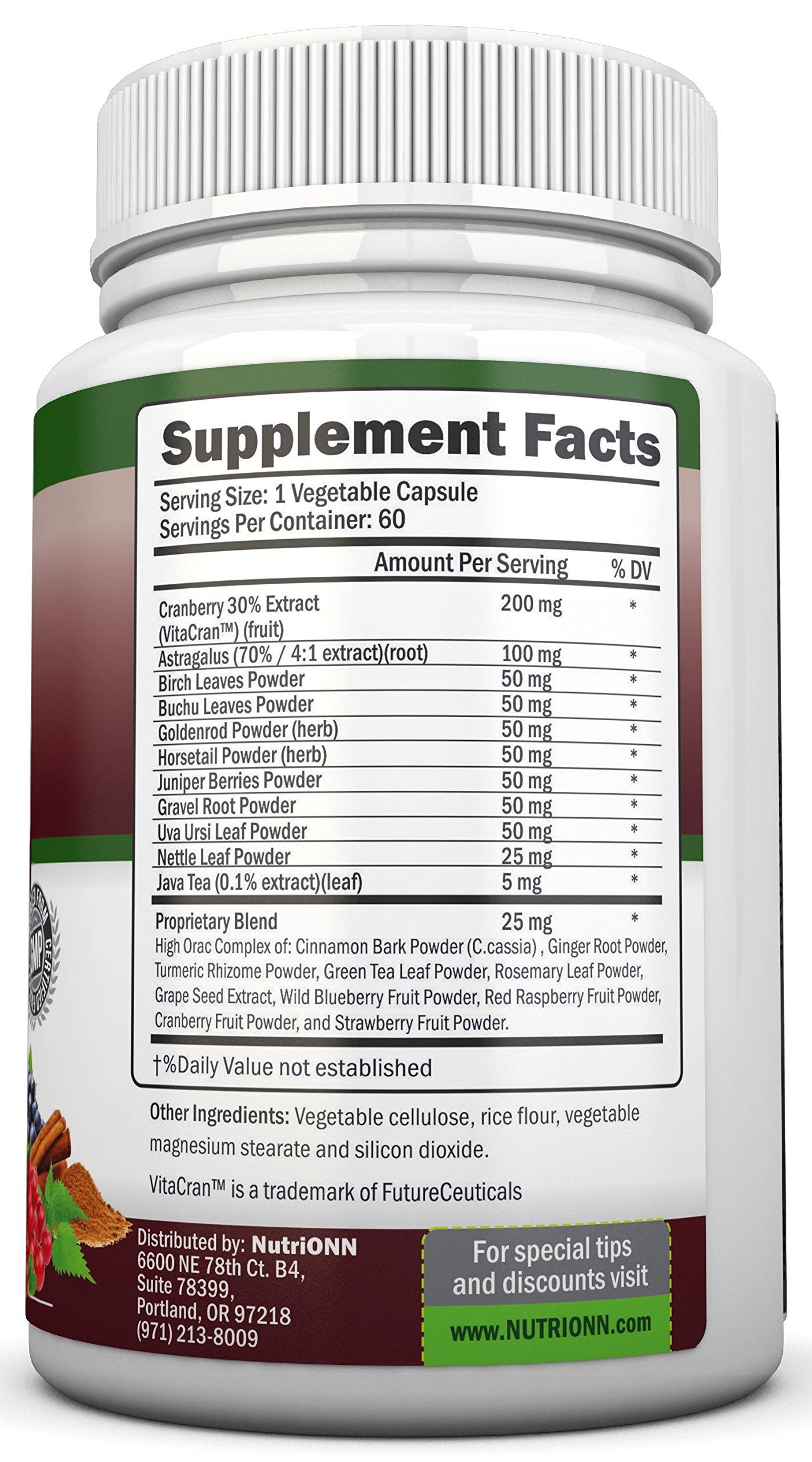 NutriONN KIDNEY CLEANSE - Detox and Support For Urinary Tract, Bladder and Kidneys - All Natural Herbal Supplement Formula With Organic Cranberry, Astragalus, Turmeric, Goldenrod, Gravel Root, Juniper and More