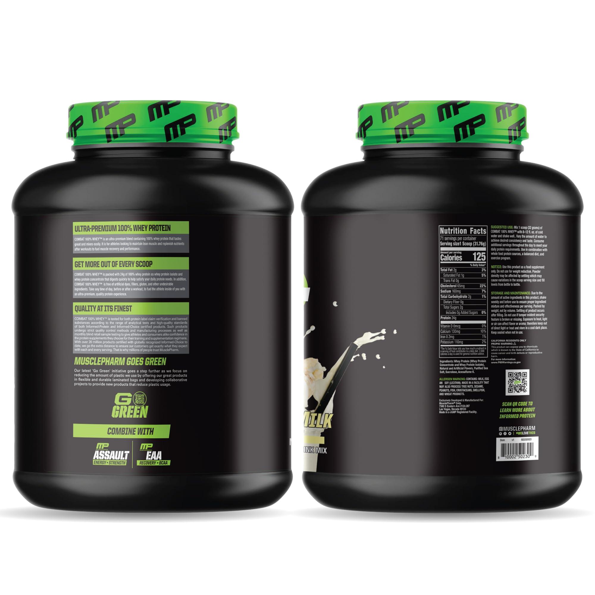 Muscle Pharm MusclePharm Combat 100% Whey Protein Powder, Banana Flavor, Fast Recovery & Muscle Gain with Whey Protein Isolate, High Protein Powder for Women & Men, Gluten Free, 5 lb, 70 Servings