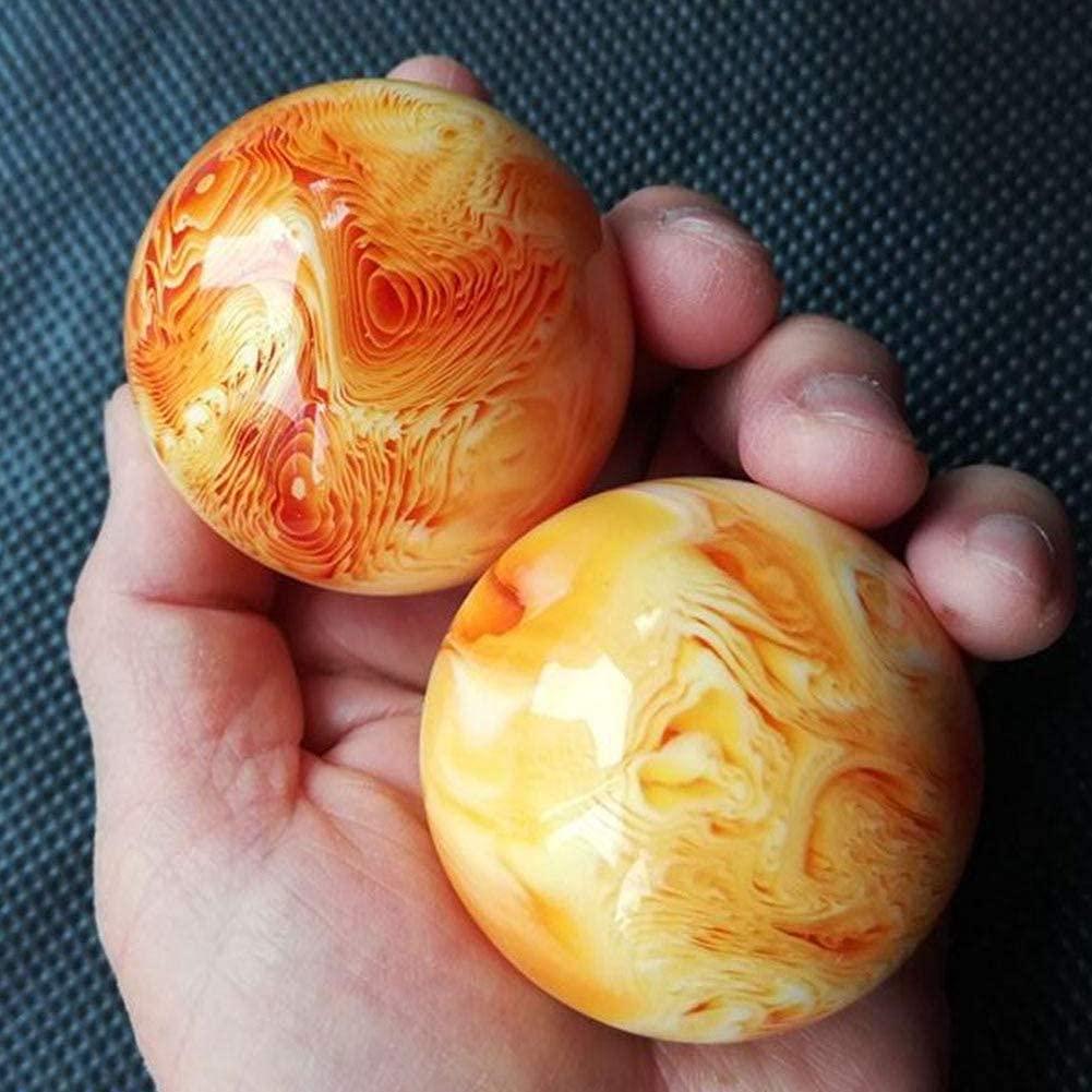 RCSTONE RCSTONE 2" Orange Resin Healing Baoding Balls to Hand Therapy, Relief Stress and Exercise, Chinese Stress Balls Meditation Balls with Carry Pouch (Box-Packed) M28