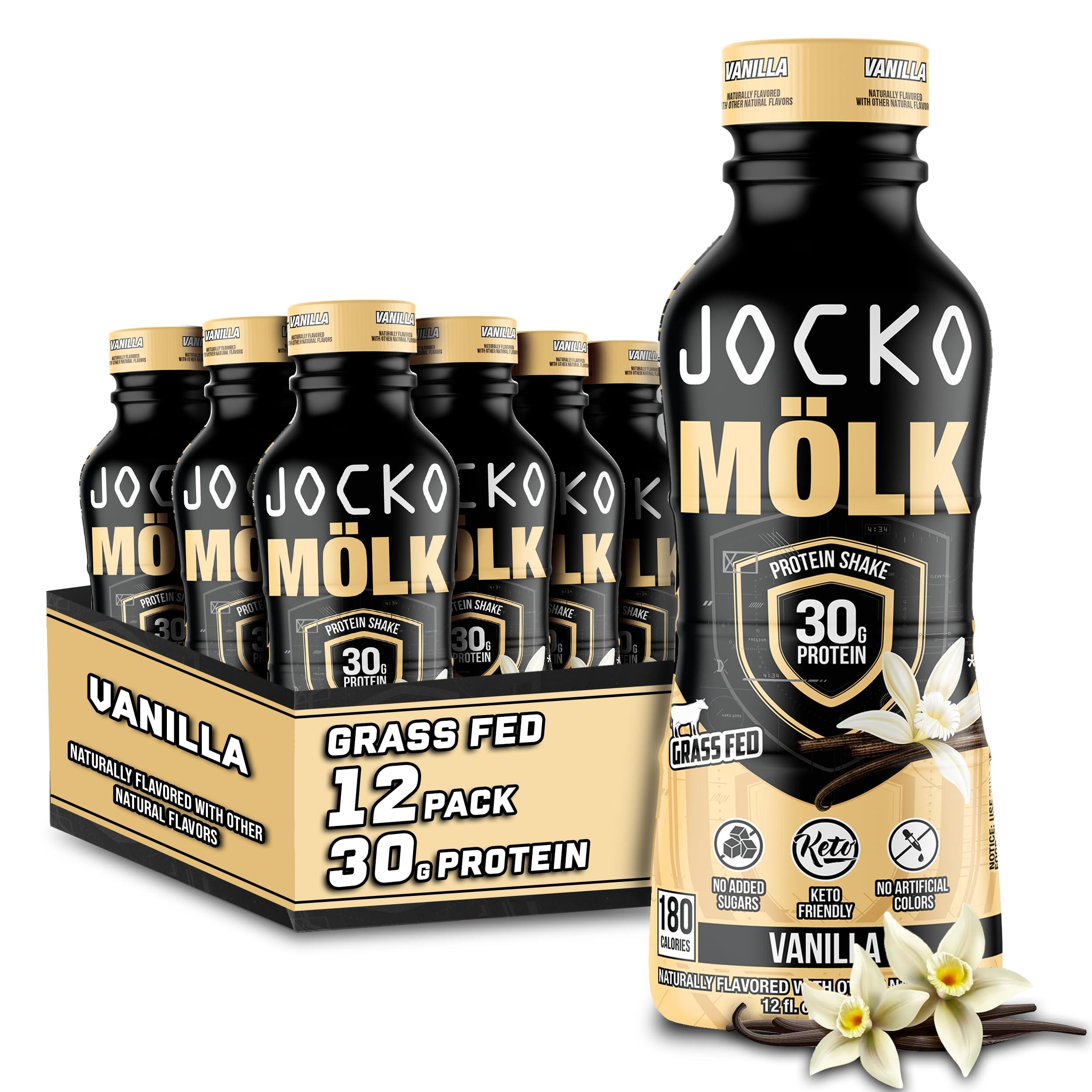 Jocko Fuel Jocko Mlk 30g Grass Fed Protein Shakes No Added Sugar Protein Drinks KETO Friendly - Ready to Drink 12 FL Oz (Pack of 12) Vanilla