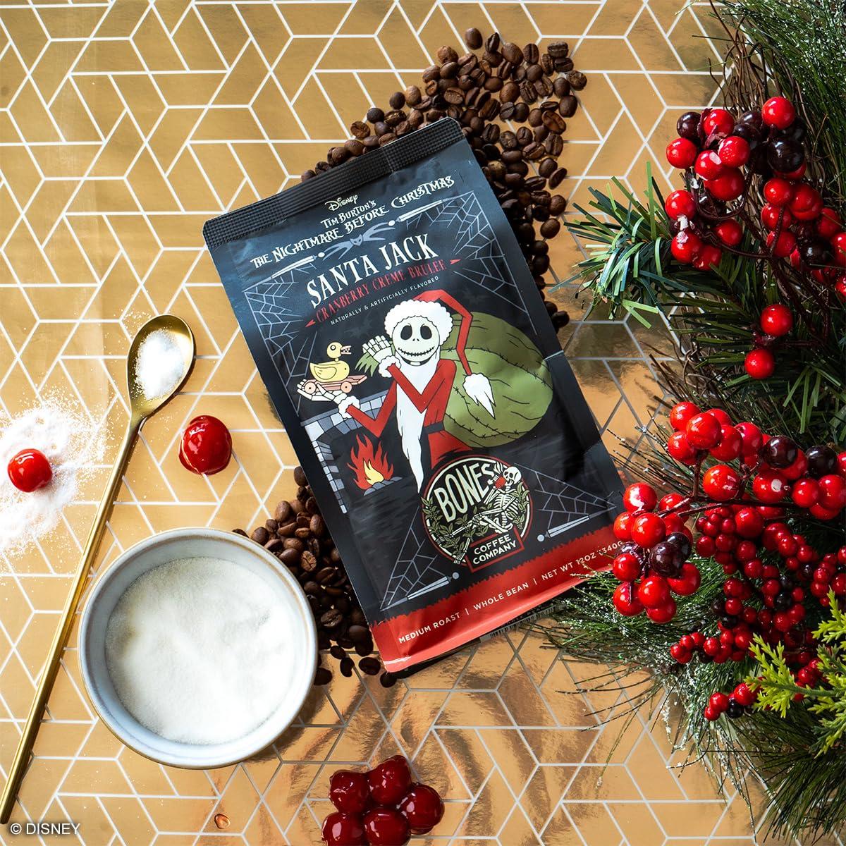 Bones Coffee Company Bones Coffee Company The Nightmare Before Christmas Santa Jack Flavored Coffee Beans, Whole Bean Coffee Medium Roast Low Acid, Cranberry Creme Brulee Flavor (12 oz)