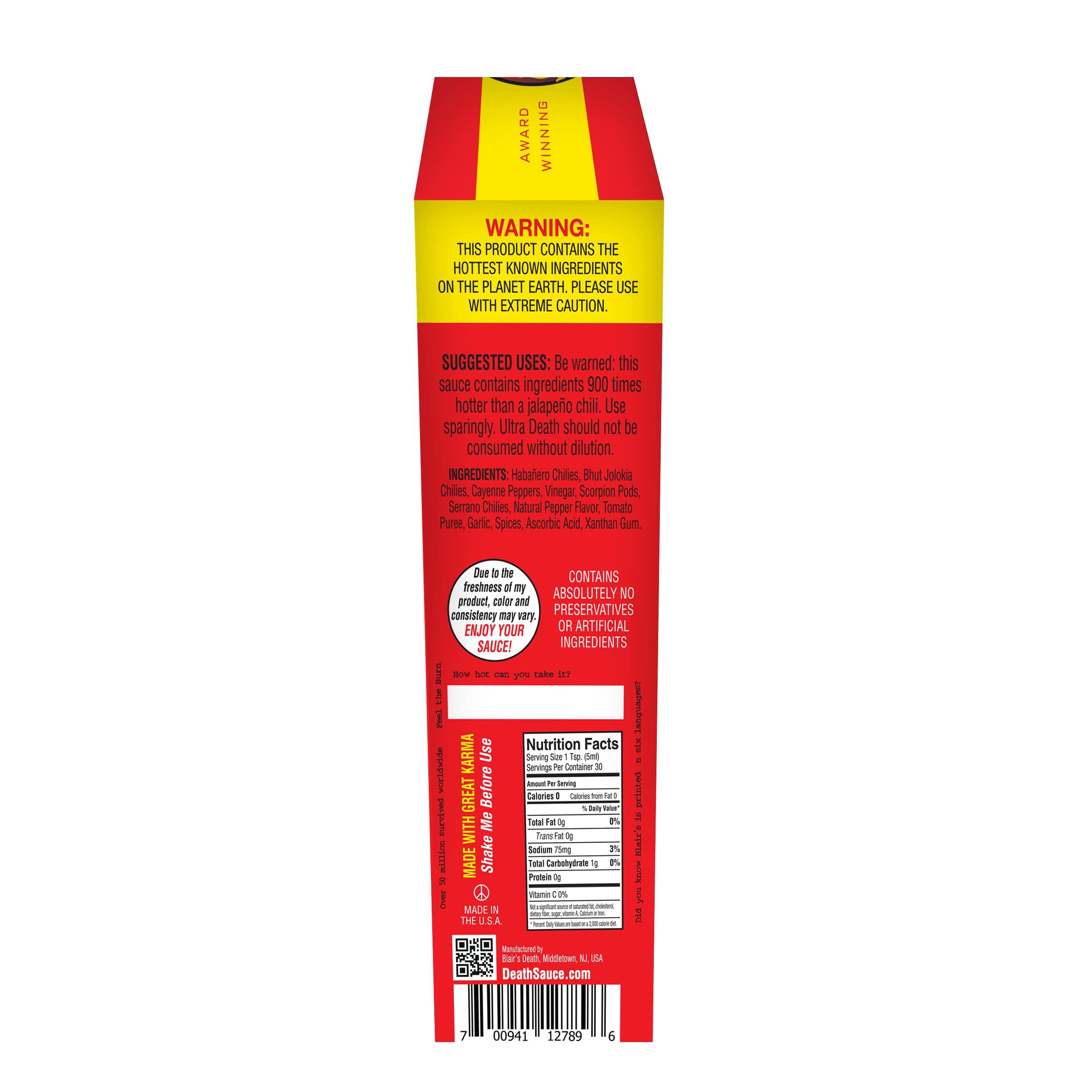 Blair's Ultra Death Sauce Blair\'s Ultra Death Sauce 5 Oz - Habanero, Jolokia, Scorpion Peppers - 900x Hotter Than a Jalapeno! - Comes with Skull Key Chain