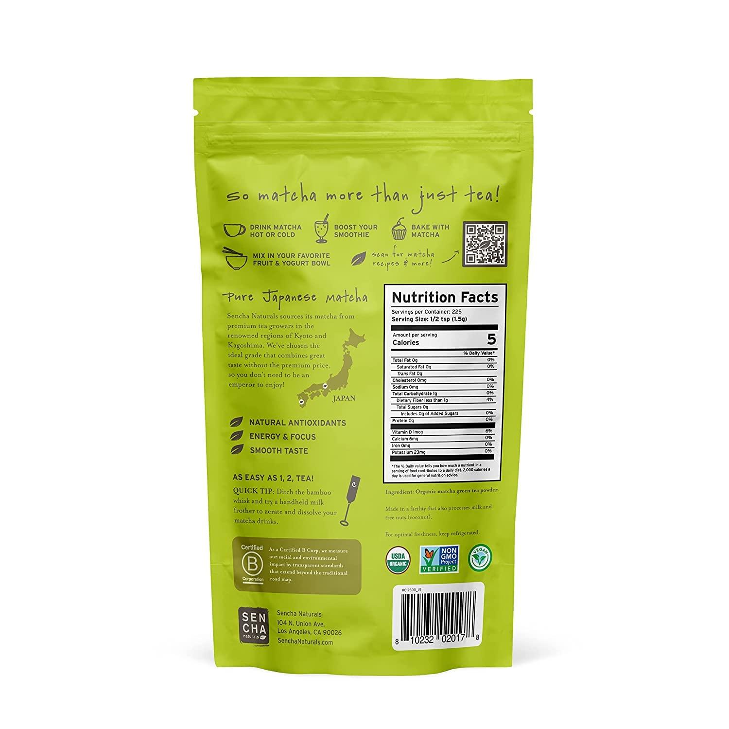 21 Sencha Eveyrday Natural USDA Organic Matcha Green Tea Powder Rich Antioxidant Revitalizing Body Helathy Gluten Free Product 100% Vegan Diet - 12oz (Pack of 1)