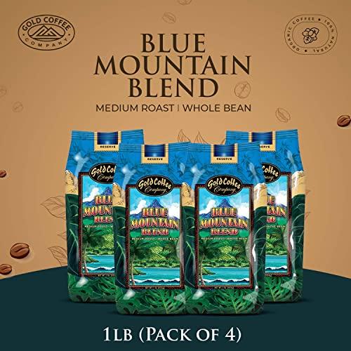 GOLD COFFEE COMPANY Gold Coffee Blue Mountain Blend 1 lb Medium Roast Whole Bean Coffee (Pack of 4)