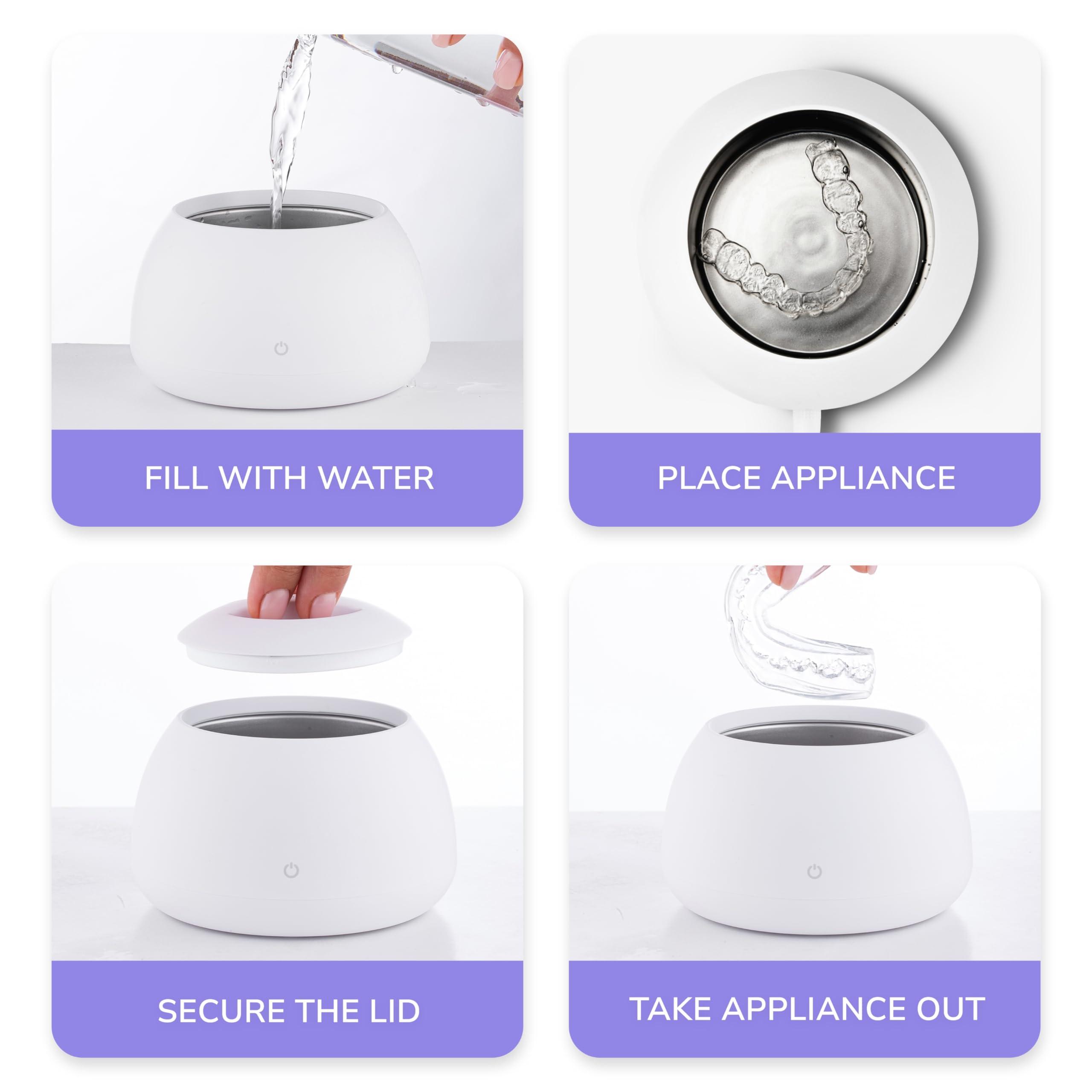 Zima Dental Zima Dental Pod | Arctic White | Ultrasonic Retainer Cleaner Machine | Aligner, Nightguard, Mouth Guard, Denture Cleaner | Oral Dental Care FSA HSA Approved