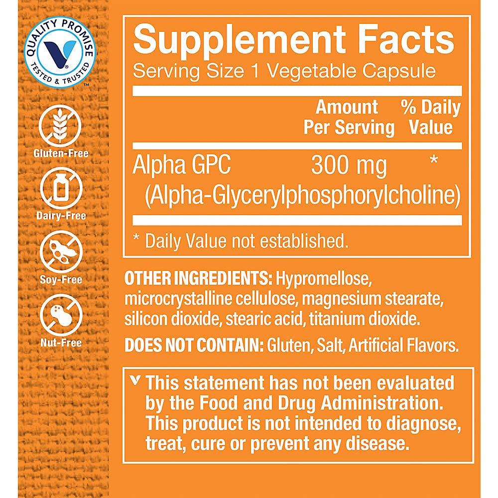 The Vitamin Shoppe The Vitamin Shoppe Alpha GPC (Alpha-Glyceryl-Phosphoryl-Choline) 300MG - Supports Brain Function & Cognitive Health (60 Veggie Capsules)