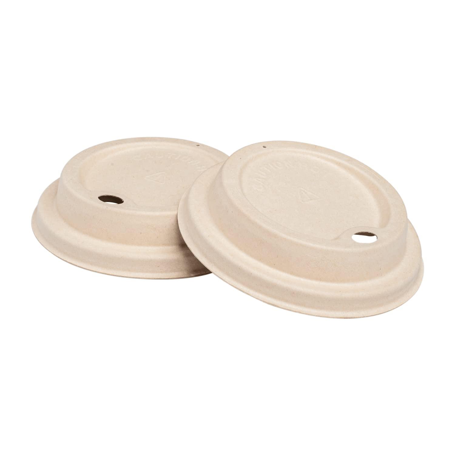 KARAT EARTH KARAT EARTH KE-BDL516N 90mm PFAS Free Bagasse Sipper Dome Lid for 10-24 oz. Hot Cup, Natural - Case of 500 pcs