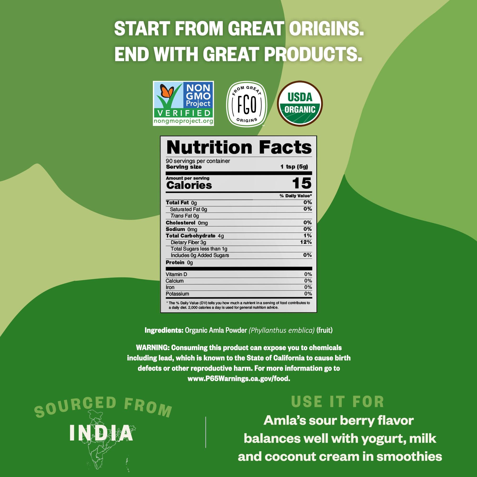 FGO FGO Organic Amla Powder, 2 Pound / 32oz, USDA Organic Indian Gooseberry (Amalaki), Non-GMO, Natural Vitamin C - 100% Raw and Natural (Pack of 1)