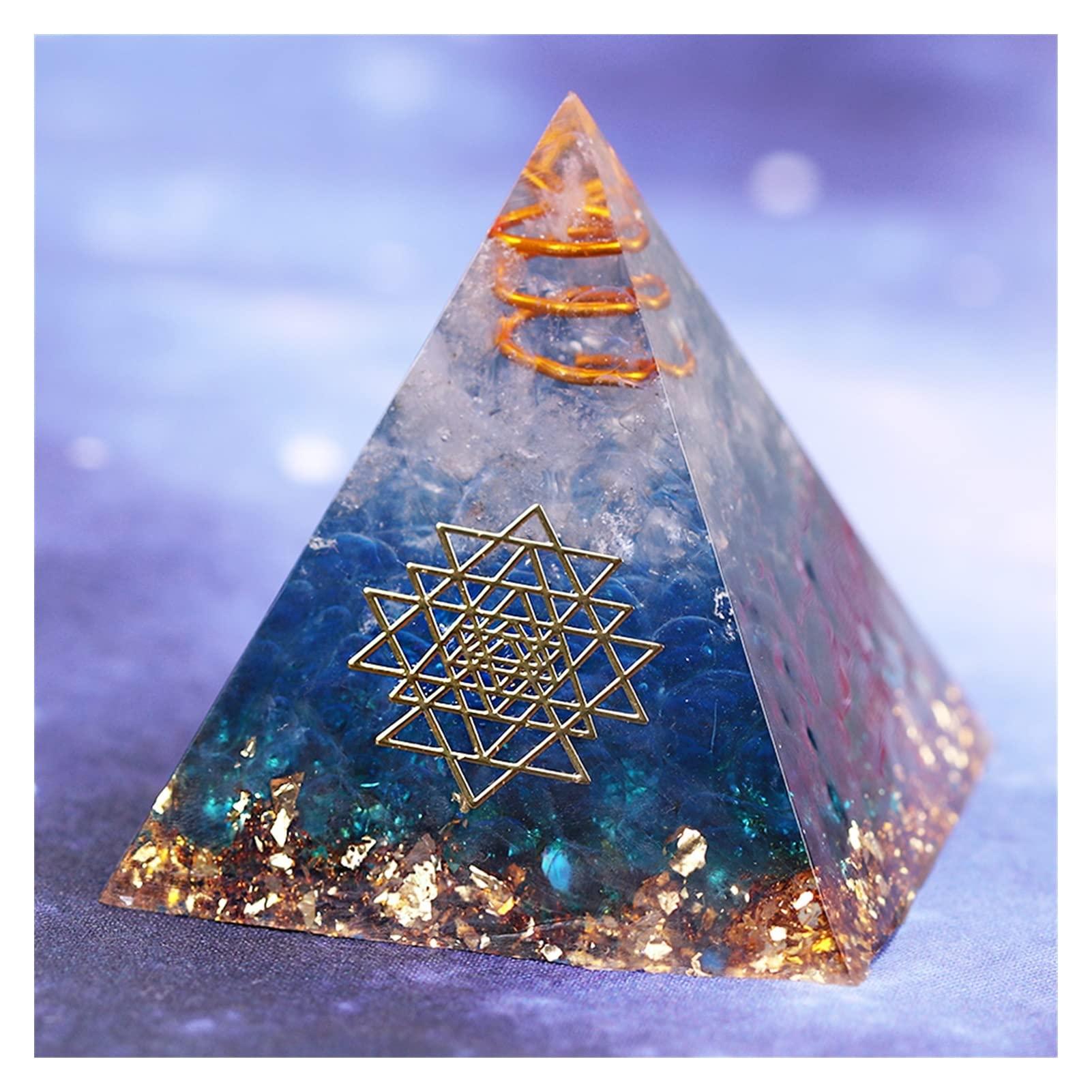 LABDIP LABDIP Home Decoration Natural Pyramid Blue Glass Gravel Crystals Reiki Pyramids Fengshui Home Decor Full of Texture (Size : 5CM)