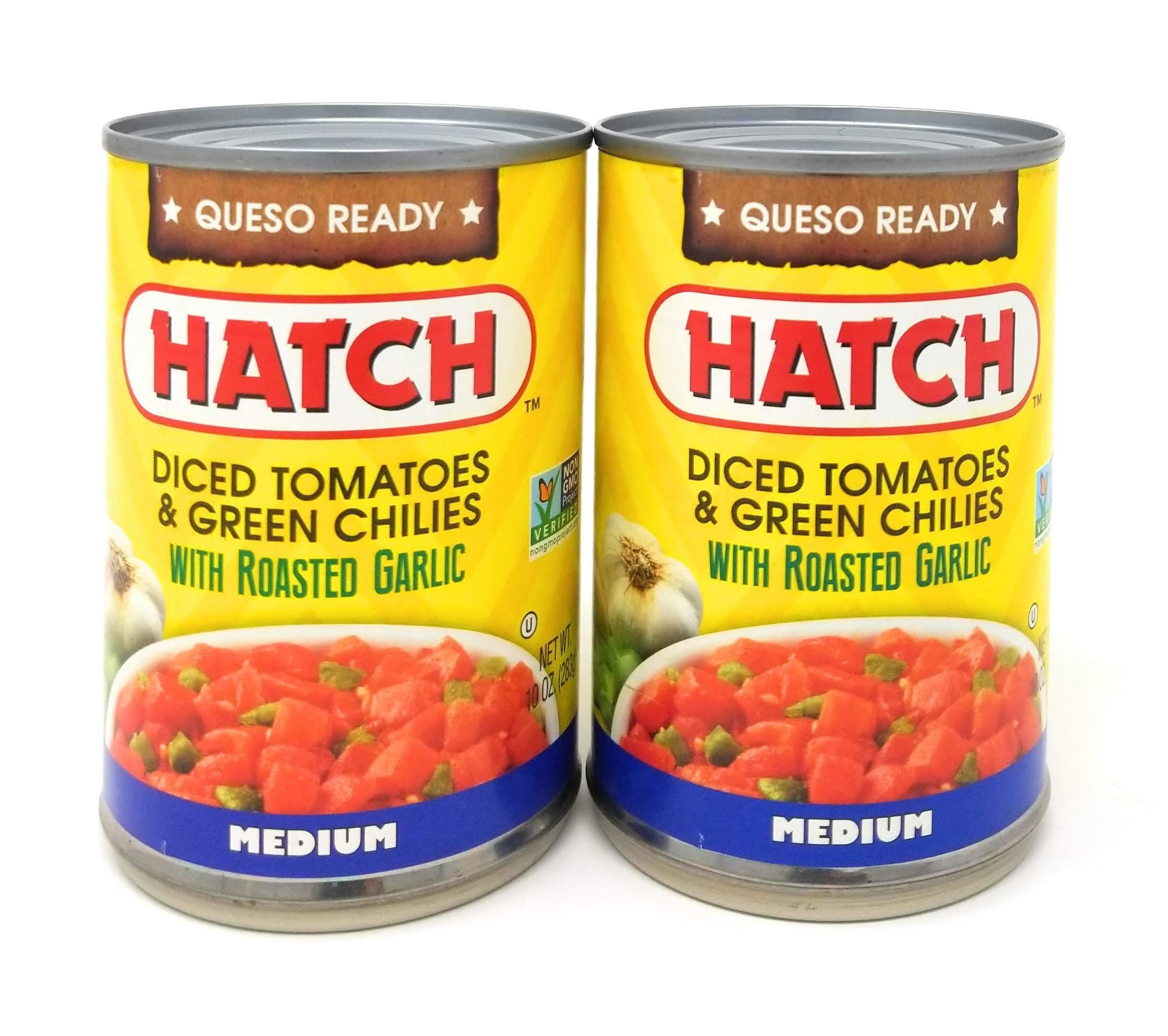 Hatch Chile Company Hatch Diced MEDIUM Tomatoes and Green Chiles with Roasted Garlic 10oz 2-Pack