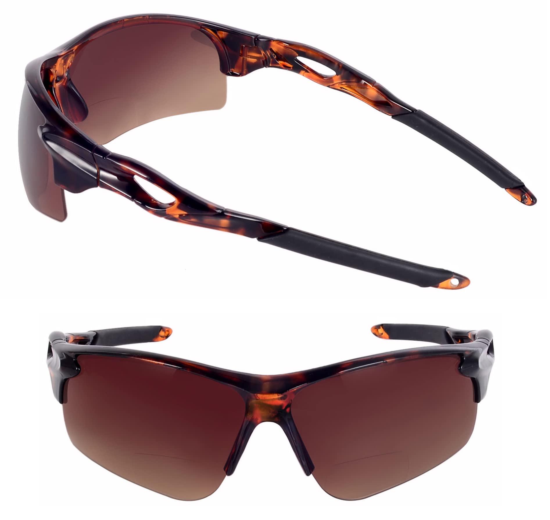 Mass Vision Mass Vision The Athlete Polarized Lightweight Sport Wrap Bifocal Reading Sunglasses for Men and Women (2 Pair Tortoise, 2.5, multiplier_x)