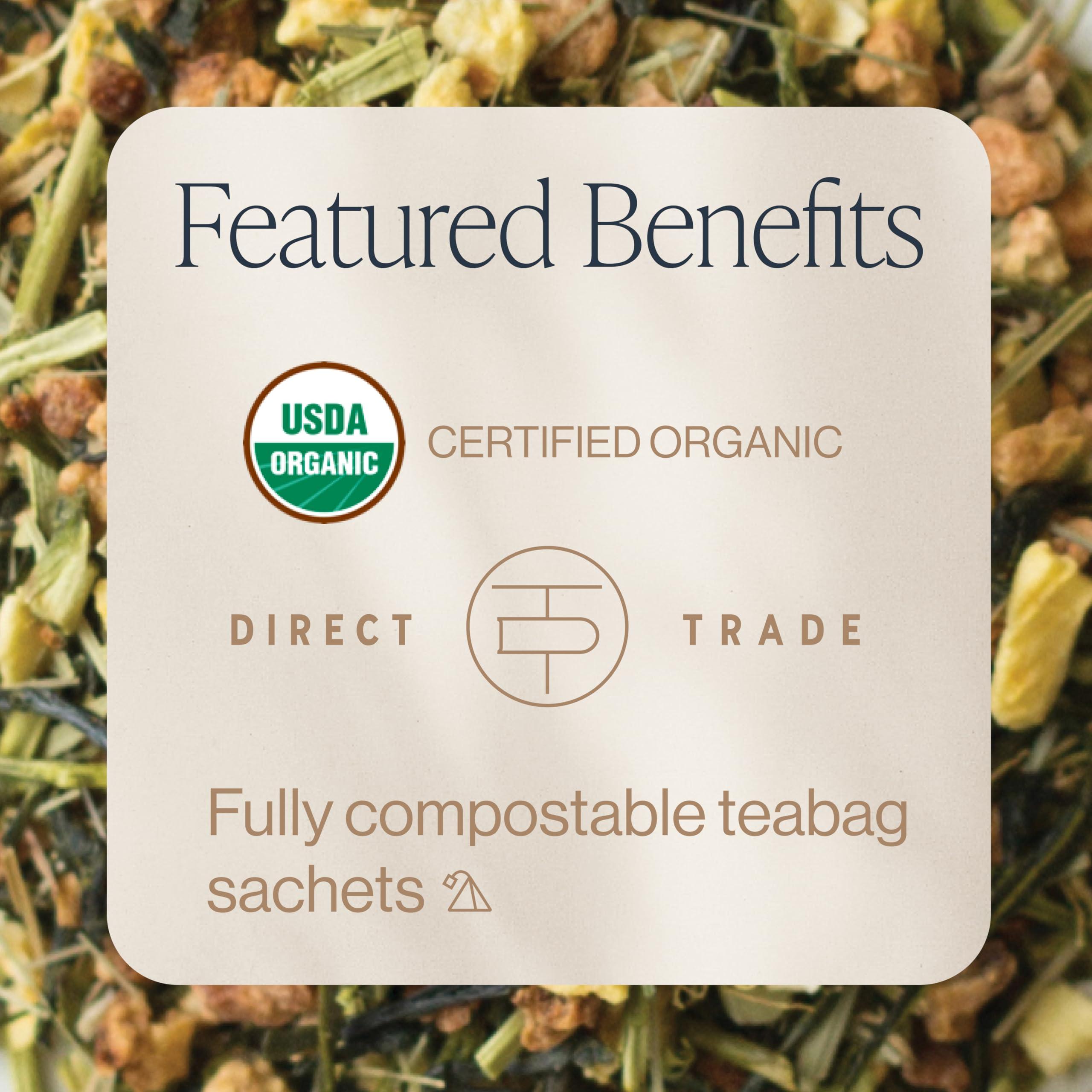 Rishi Tea Rishi Tea Yuzu Peach Green Tea - Organic Loose Leaf Tea Green & Herbal Tea Blend, Naturally Sweet Tea & Low Caffeine, Ideal for Hot or Iced Tea - 50 Count