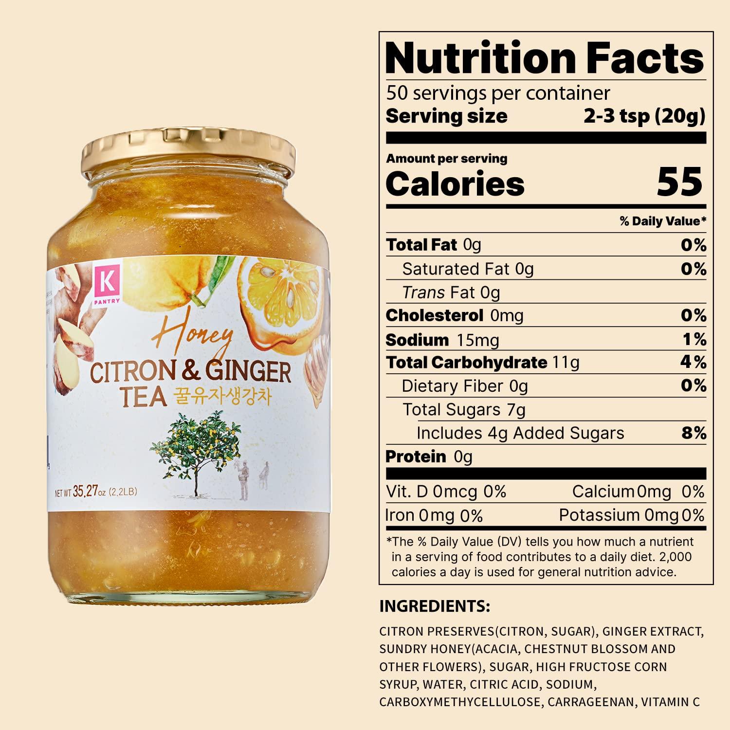 KPANTRY KPANTRY Honey Citron & Ginger Tea - Korean Marmalade with Chemical-free and Fresh Yuzu Citron 35.27 oz 2 Pack - Ginger, and Sundry Honey, Citron Ginger Sauce for Salad, Spread, Jam, Honey Tea, Smoothi