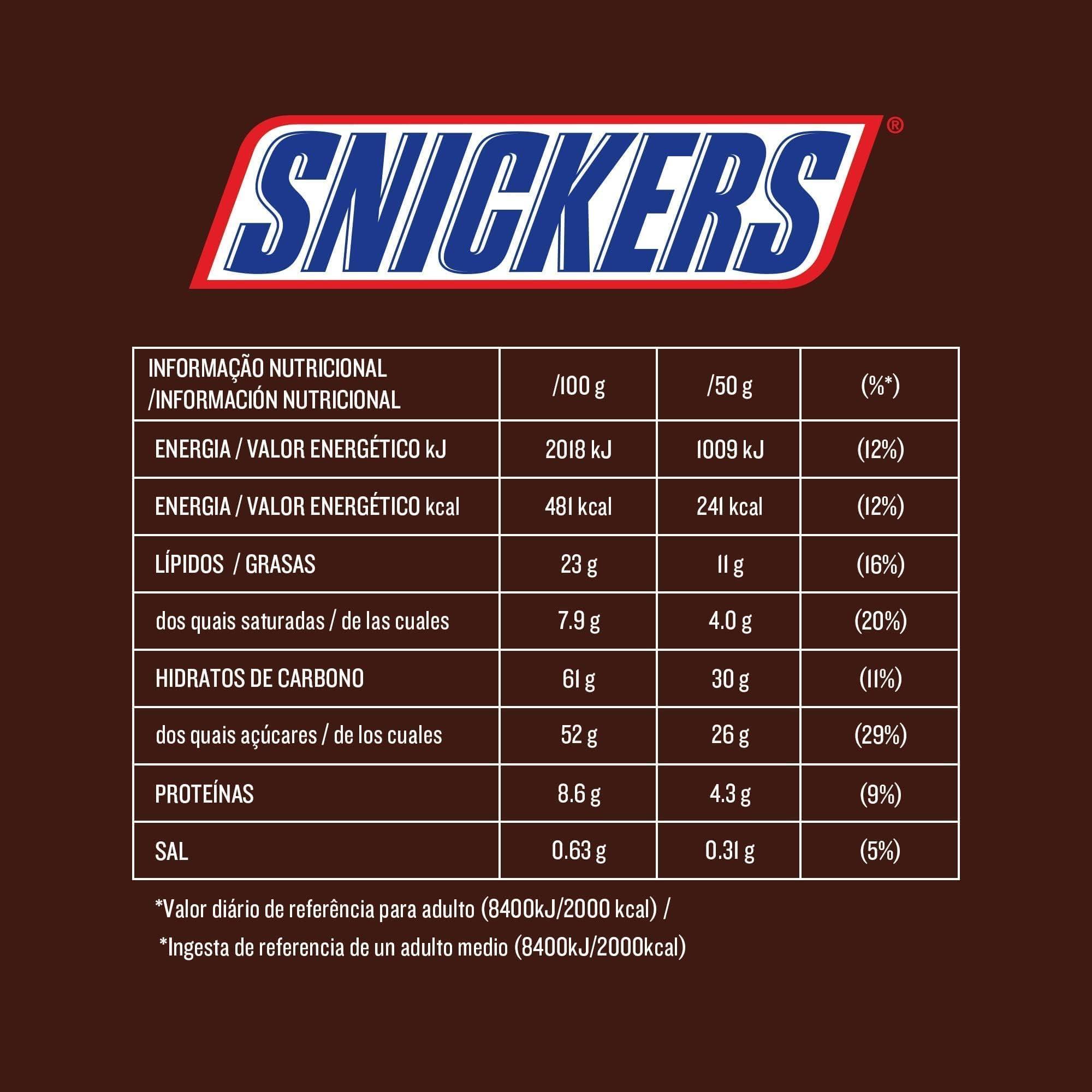 Snickers Snickers Bar with Caramel and Roasted Peanuts Chocolate Covered, 24 bars x50g (1200g)