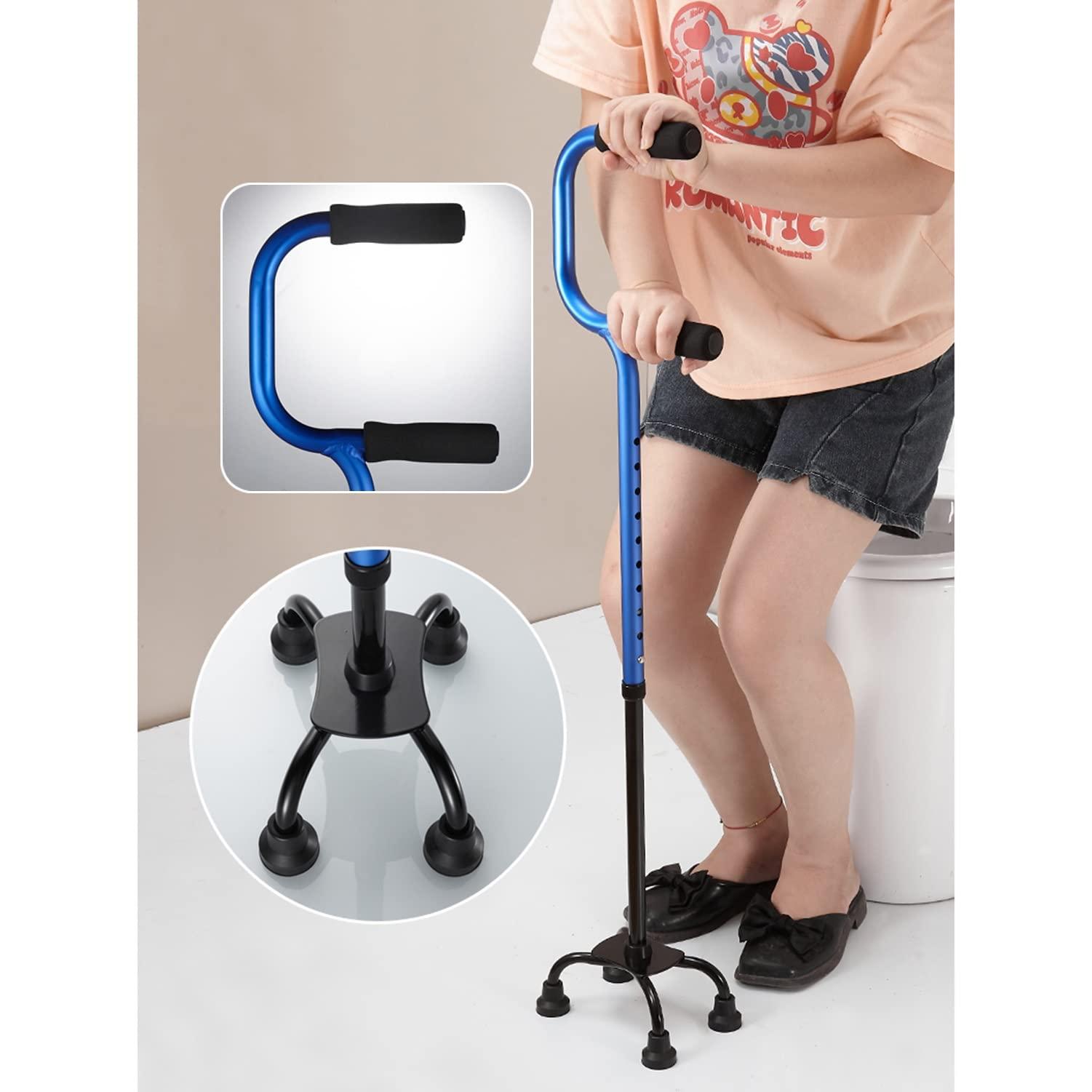 SEVEEZ SEVEEZ Quad Cane Adjustable Tetrapod Walking Stick with Four Leg Wide Base Aluminum Lightweight Standing Walking Aid (Color : Red)