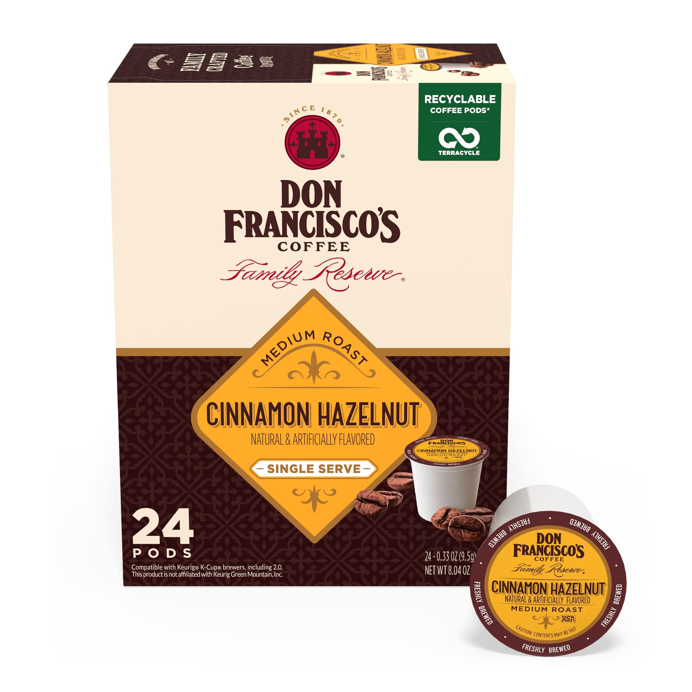Don Francisco\'s Don Francisco\'s Cinnamon Hazelnut Medium Roast Coffee - 24 K-Cup Compatible Single-Serve Pods - 100% Arabica - Recyclable through TerraCycle - Family Crafted Since 1870