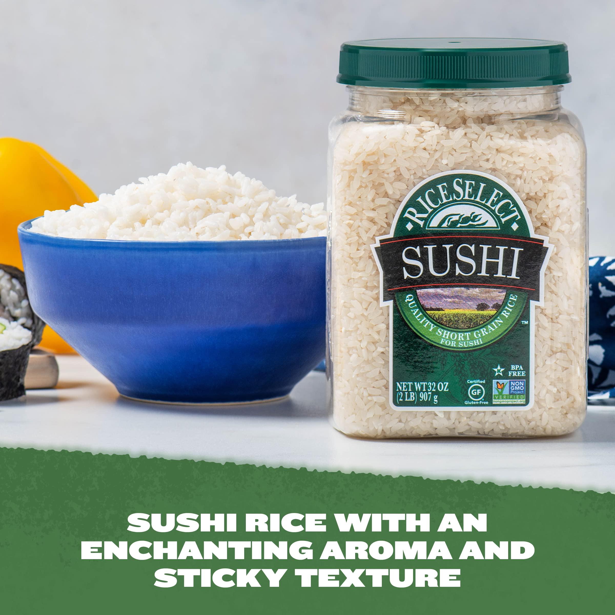 RiceSelect RiceSelect Sushi Rice for Sushi and Japanese Food, Premium Gluten-Free Short-Grain Rice, Non-GMO, 32-Ounce Jar (Pack of 2)