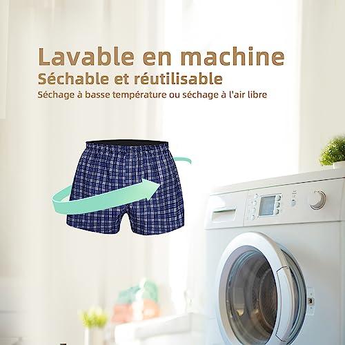 TIICHOO TIICHOO Incontinence Underwear for Men Washable Urinary Incontinence Boxer with Front Fly Regular Absorbency Mens Leak Proof Underwear 2 Pack(Medium, Blue Plaid)