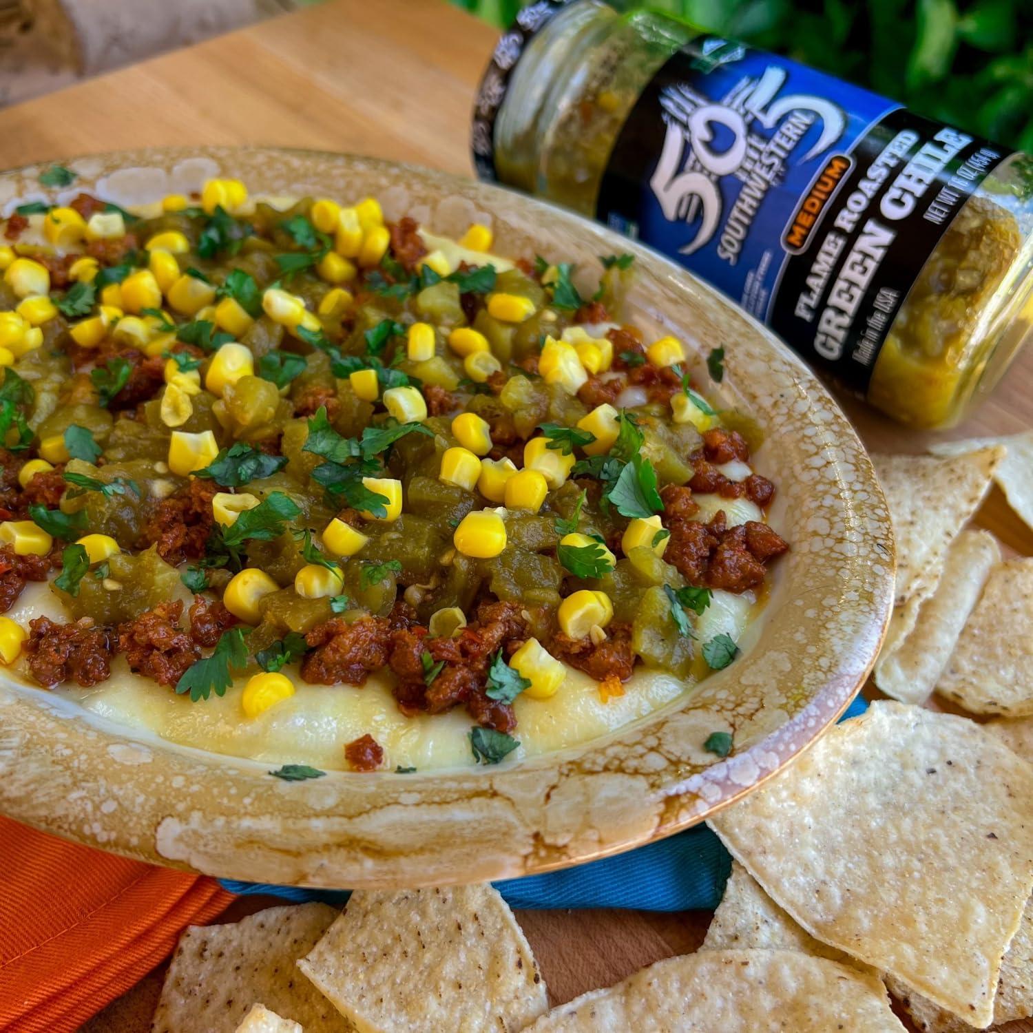 505 Southwestern 505 Southwestern Green Hatch Chile Foodservice 72 Ounce Bulk - Flame Roasted, Restaurant Salsa, Salsa Verde, and Green Chile Sauce (Flame Roasted Green Chile (Medium))