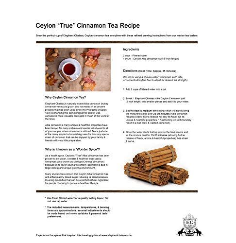 Elephant Chateau Ceylon's Finest True Alba Cinnamon (Canela Ceilan) | 6" Long Cinn Sticks | Fresh Harvest | Naturally Sweet Cinnamomum Zeylanicum (Verum) | Lanka Luxury Spices | 150 Grams (Approx 20-25 Quills)