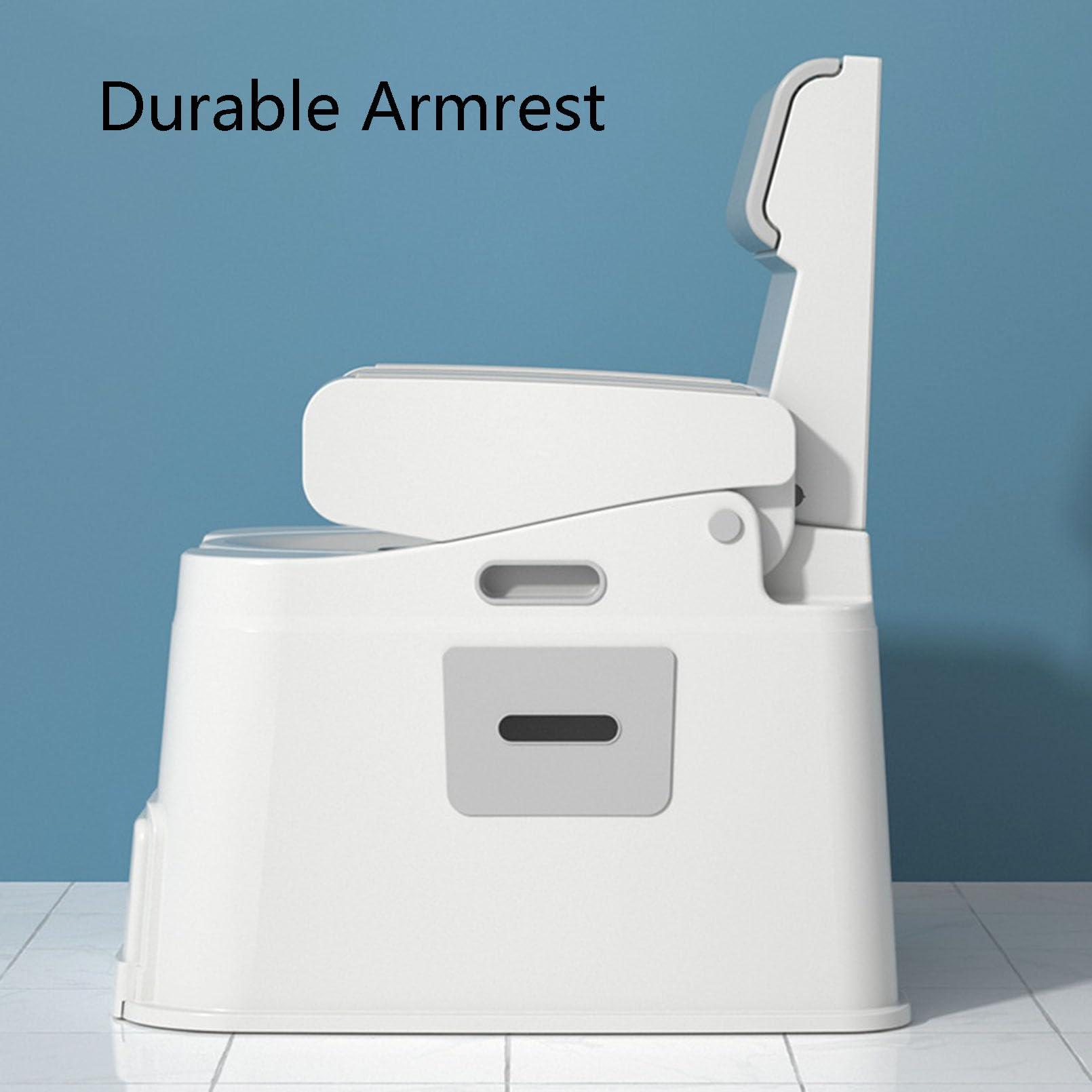 JATIBOSH Bedside Commode, Portable Toilet for Adults, Toilet Seat with Armrests, Non-Slip, Anti-Odor, Suitable for Disabled and Elderly, PP Material, Easy to Clean, Waterproof, Commode Toilet Chair