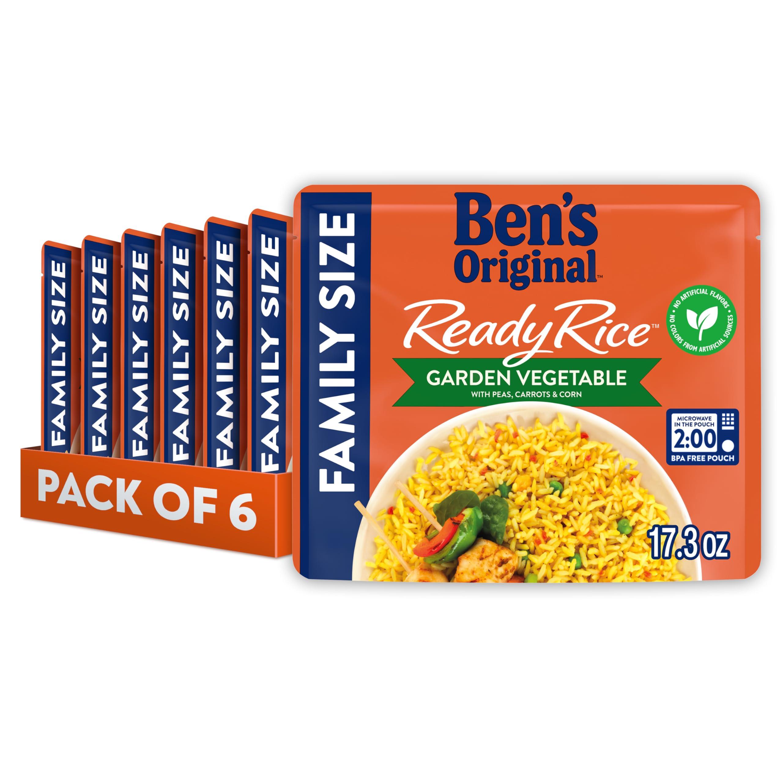 BEN'S ORIGINAL BEN'S ORIGINAL READY RICE Garden Vegetable Medley Flavored Rice, Family Size, 17.3 OZ Pouch (Pack of 6)