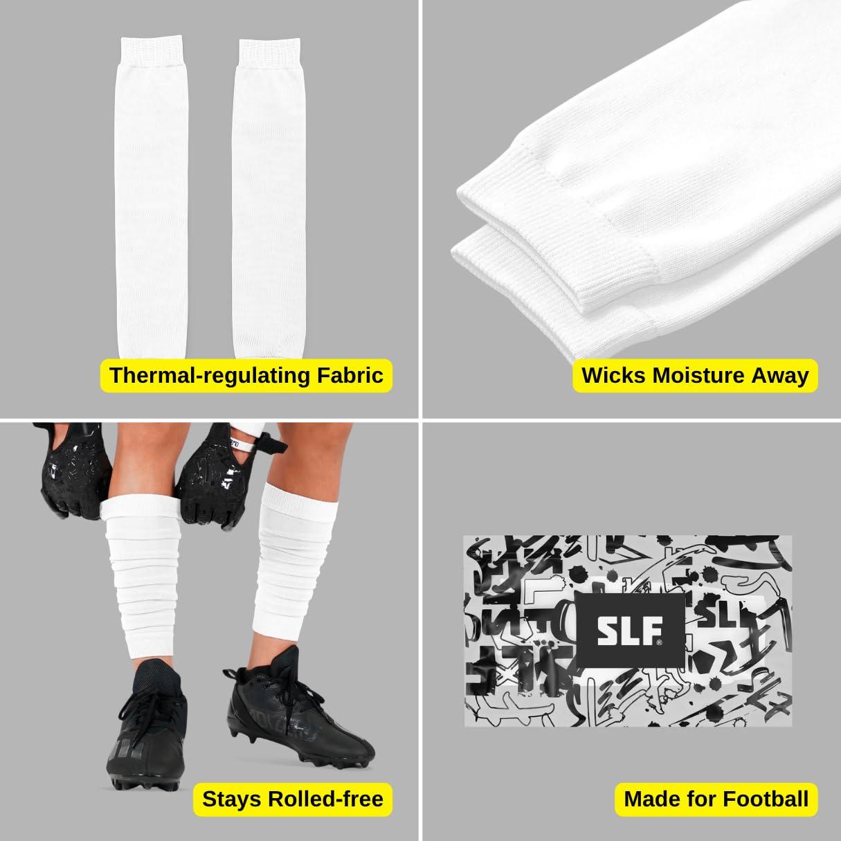 SLEEFS SLEEFS Football Leg Sleeves [1 Pair - Youth - White] - For Adult & Youth - Calf Compression Sleeves for Men and Boys