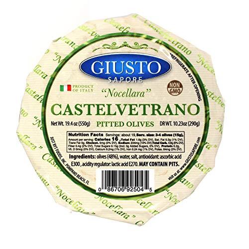 Giusto Sapore Giusto Sapore Italian Olives - Castelvetrano Pitted - Premium Gourmet GMO Free - Imported from Italy and Family Owned - 19.4oz.
