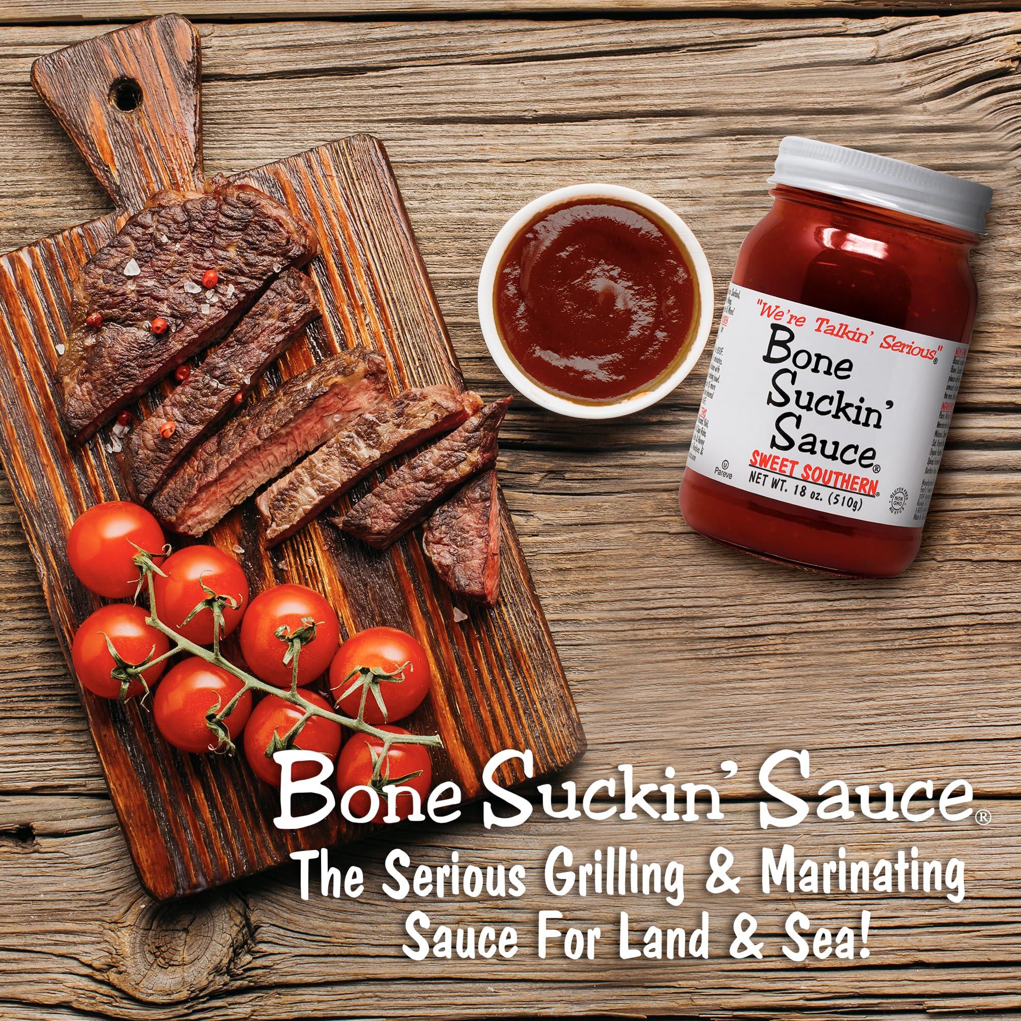 Bone Suckin' Sauce Bone Suckin\' Sauce Sweet Southern BBQ Sauce - 18 oz in Glass Bottle, All-Purpose Barbecue Sauce, For Ribs, Chicken, Pork, Beef, Gluten-Free, Non-GMO, Kosher, Sweetened w/Cane Sugar & Molasses - 1 Pc