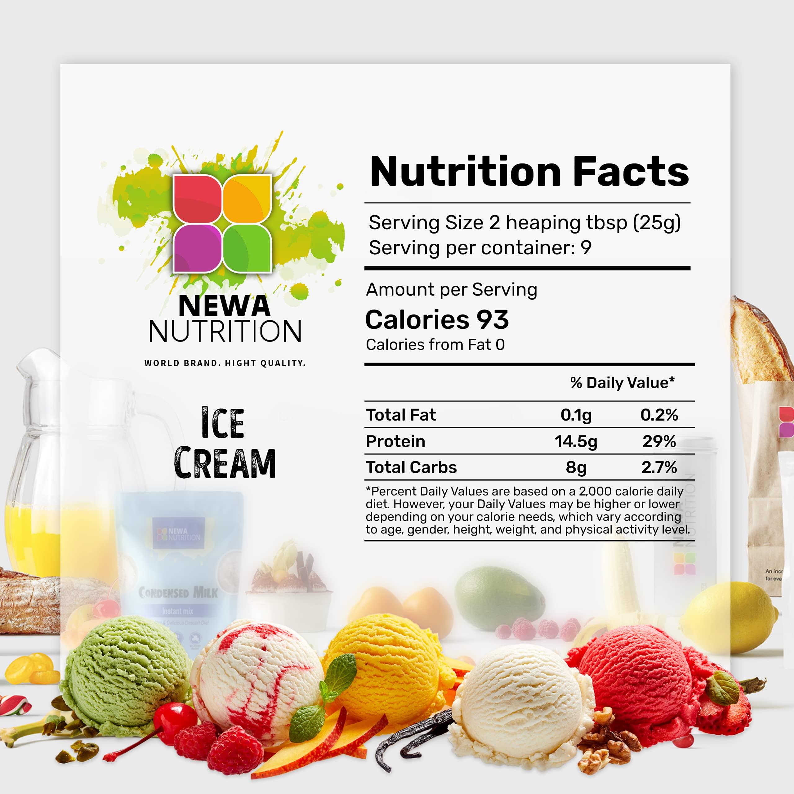 Newa Nutrition Sugar Free Ice Cream Mix – Keto Diet Friendly, Low Carb & Natural, Non GMO, Vanilla. Weight: 8oz/226.8 gr.
