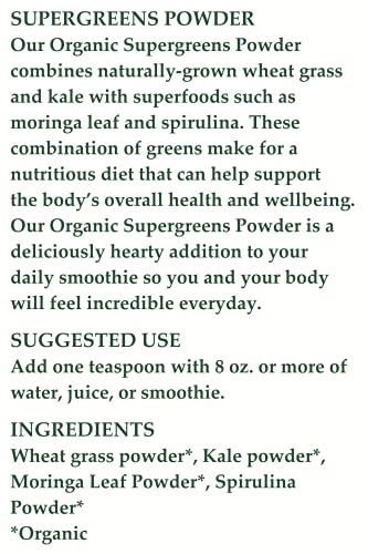 Chérie Sweet Heart Cherie Sweet Heart Supergreens Powder - Green Superfood - Organic Greens Powder Super Greens - Smoothie Powder - Superfood Powder - Powdered Greens - 2.25LB Super Greens Powder - 204 Servings