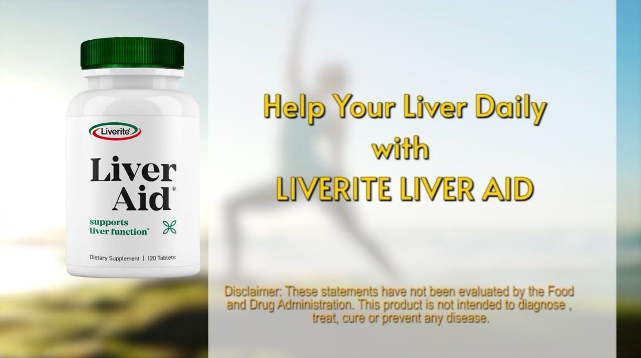 LIVERITE LIVER AID LIVERITE LIVER AID 2-Pack 120 Tablets (Total 240ct) Liver Support, Liver Cleanse, Liver Care, Liver Function, Energy.