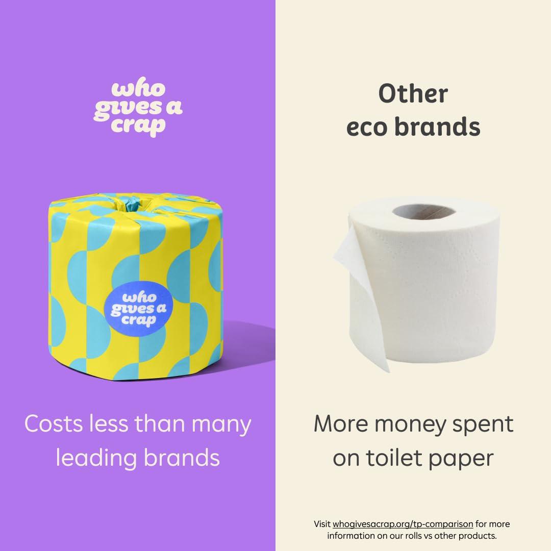 Who Gives A Crap Who Gives A Crap | 100% Recycled Toilet Paper, 24 Rolls, 330 Sheets, Biodegradable & Ecofriendly, Soft & Strong, Virgin Tree Free, Bulk Toilet Paper