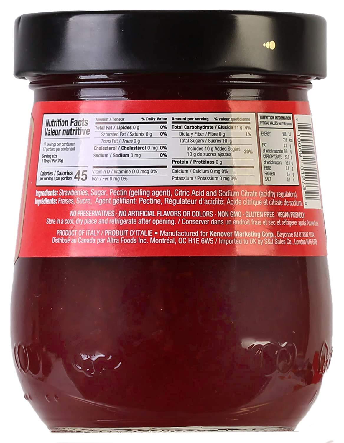 Tuscanini Tuscanini Premium Italian Strawberry Preserves, 11.64 oz | 50% Fruit | Spreadble Fruit Jam | No High Fructose Corn Syrup | No Preservatives | Non GMO | Gluten Free | Kosher (Including Passover)