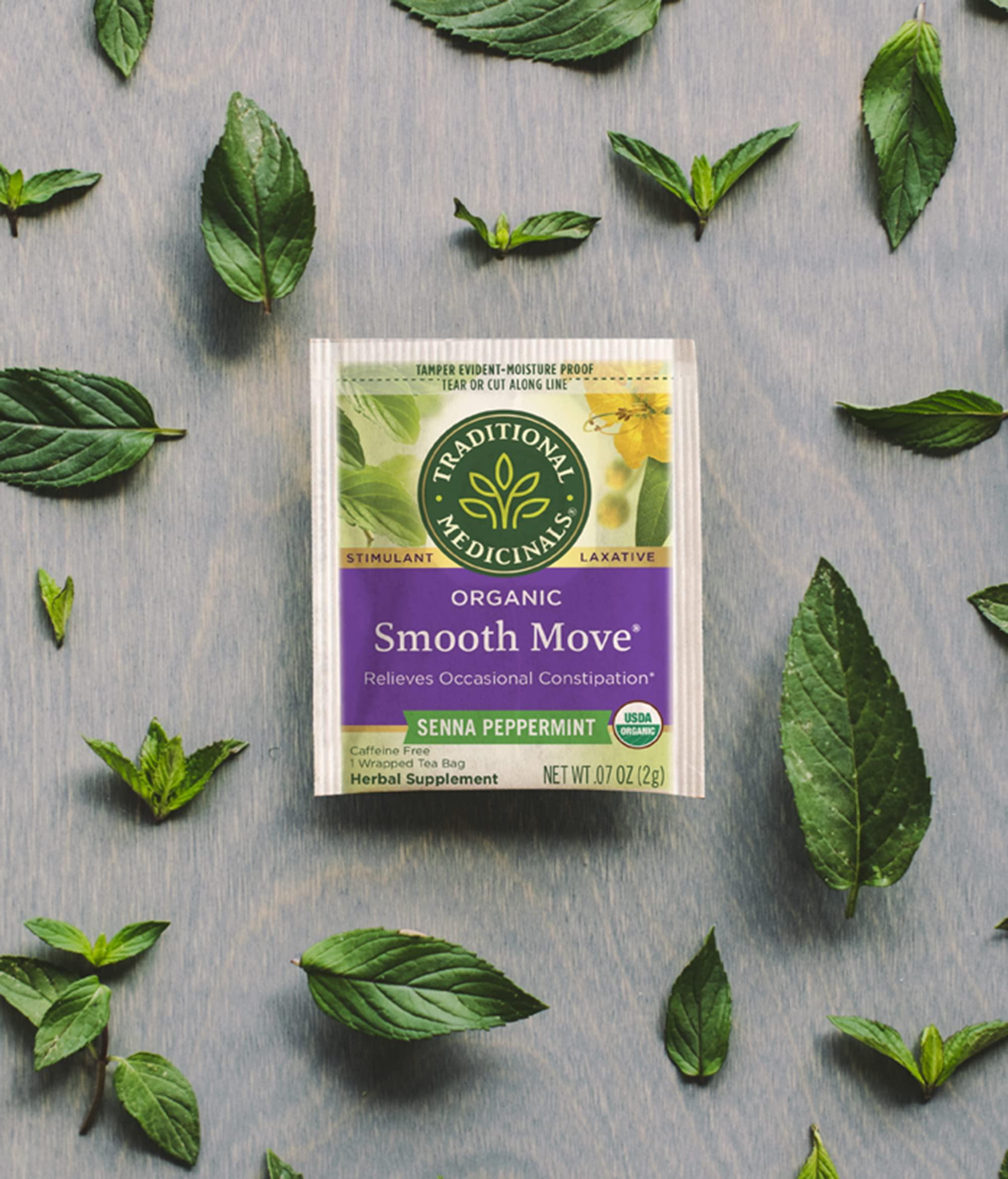 Traditional Medicinals Traditional Medicinals Organic Smooth Move Senna Peppermint Herbal Tea, Relieves Occasional Constipation, (Pack of 3) 48 Tea Bags Total