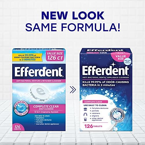 efferdent Efferdent Retainer Cleaning Tablets, Denture Cleanser Tablets for Dental Appliances, Complete Clean, 126 Tablets