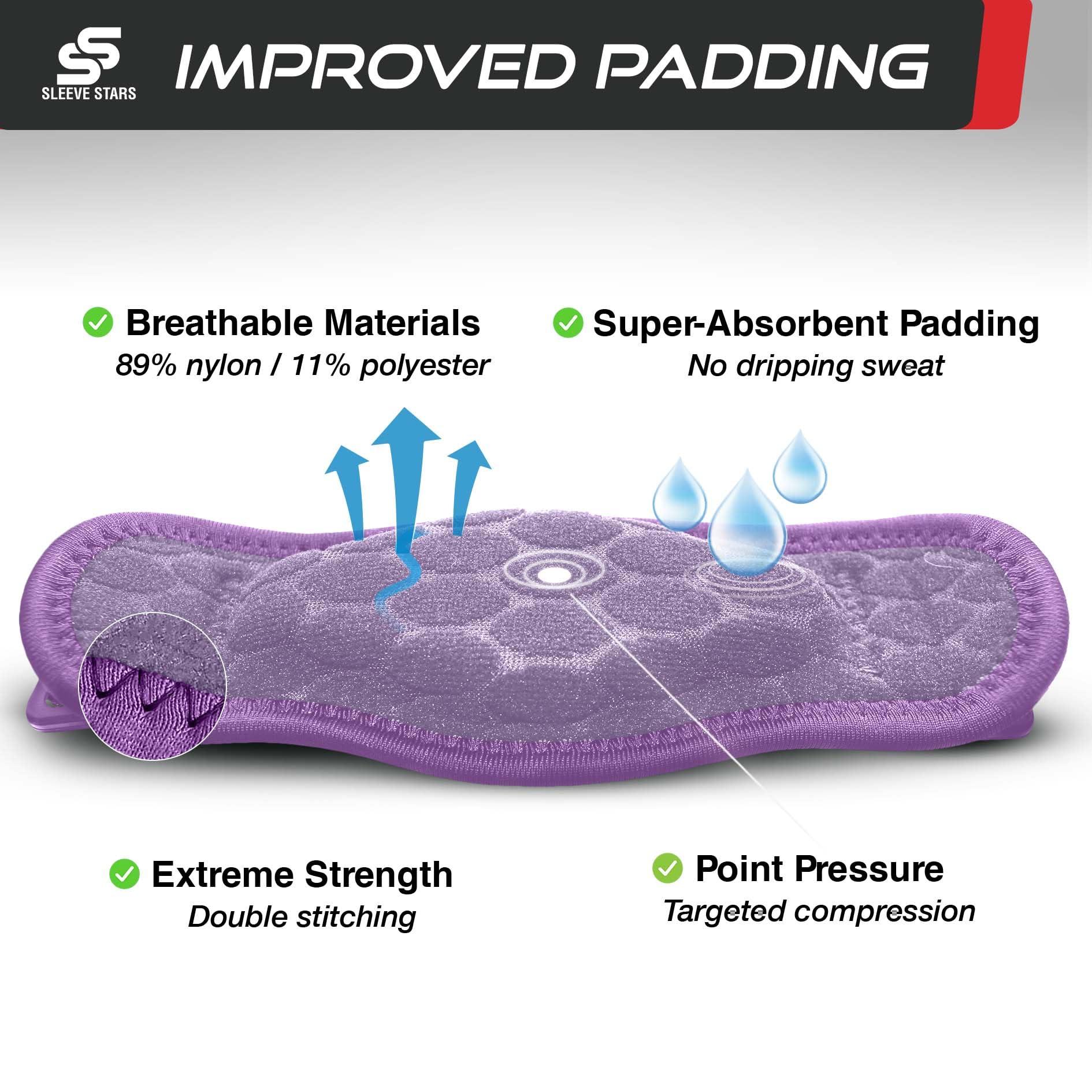 SS SLEEVE STARS Sleeve Stars Tennis Elbow Support Strap, Golfers Elbow Support for Men & Women Epicondylitis Clasp, Counterforce Arm Band for Tendonitis Relief, w/ 3 Straps Length, Fits 9\"-23\" (Light Purple)