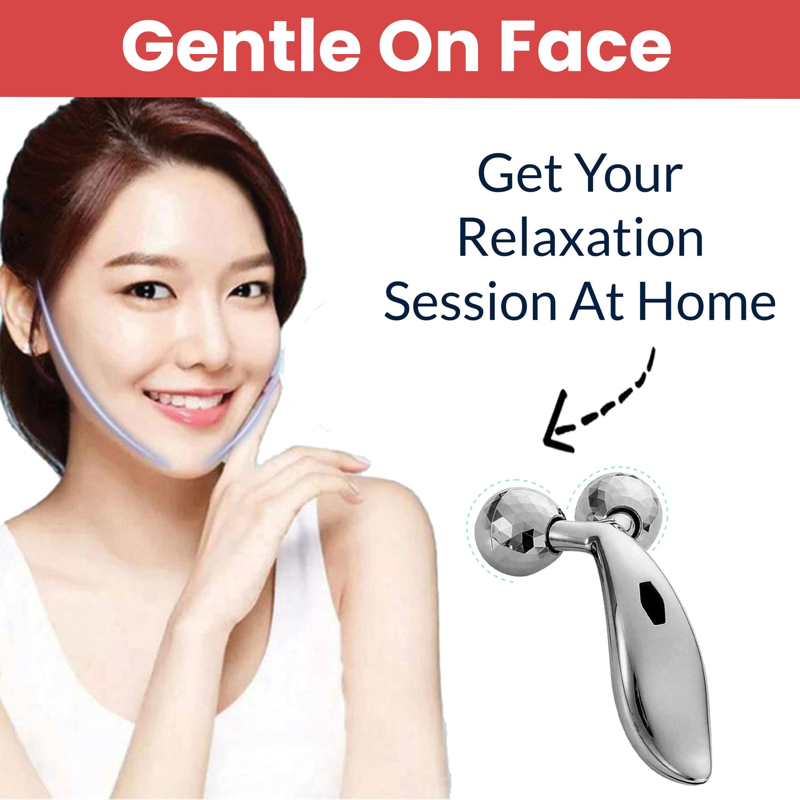 Temperia Temperia 3d Manual Face Massager For Women | Facial Massager & Face Roller For Glowing Skin | Self Care Product | Body Massage Tool, Silver