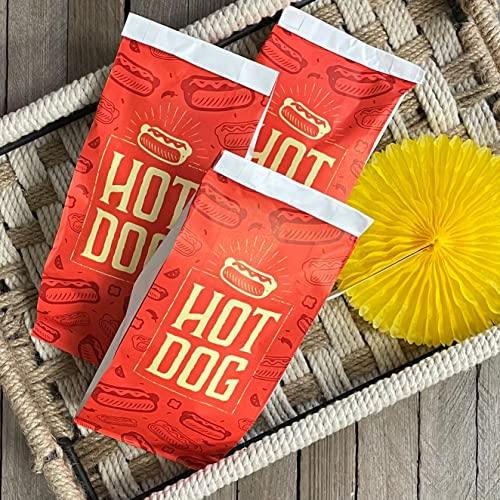Outside the Box Papers Printed Foil Hot Dog Bags - 50 Pack - Silver Red by Outside the Box Papers