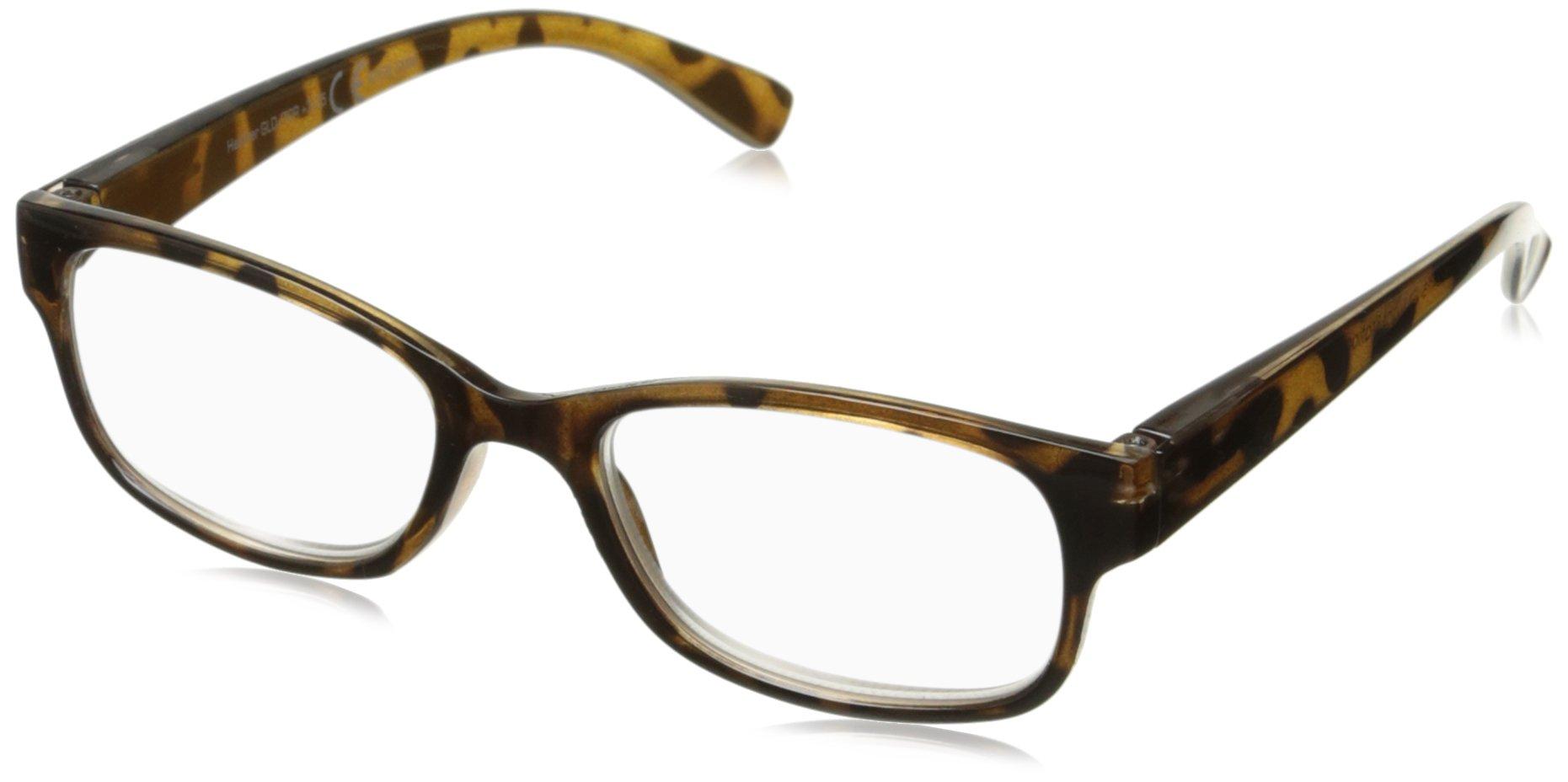 Sight Station Sight Station Women's Heather Square Reading Glasses, Golden Tortoise, 52 mm + 2.75