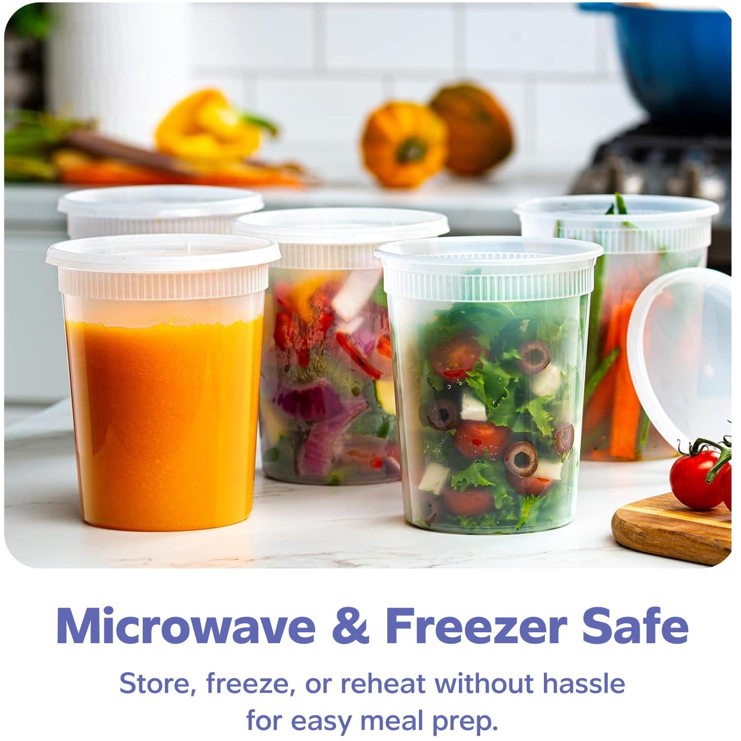 Comfy Package GUSTO [32 oz. - 24 Count Plastic Deli Containers with Lids - Disposable Food Storage Containers With Airtight Lids, Ideal for Soups, Stews, and Meal Prep