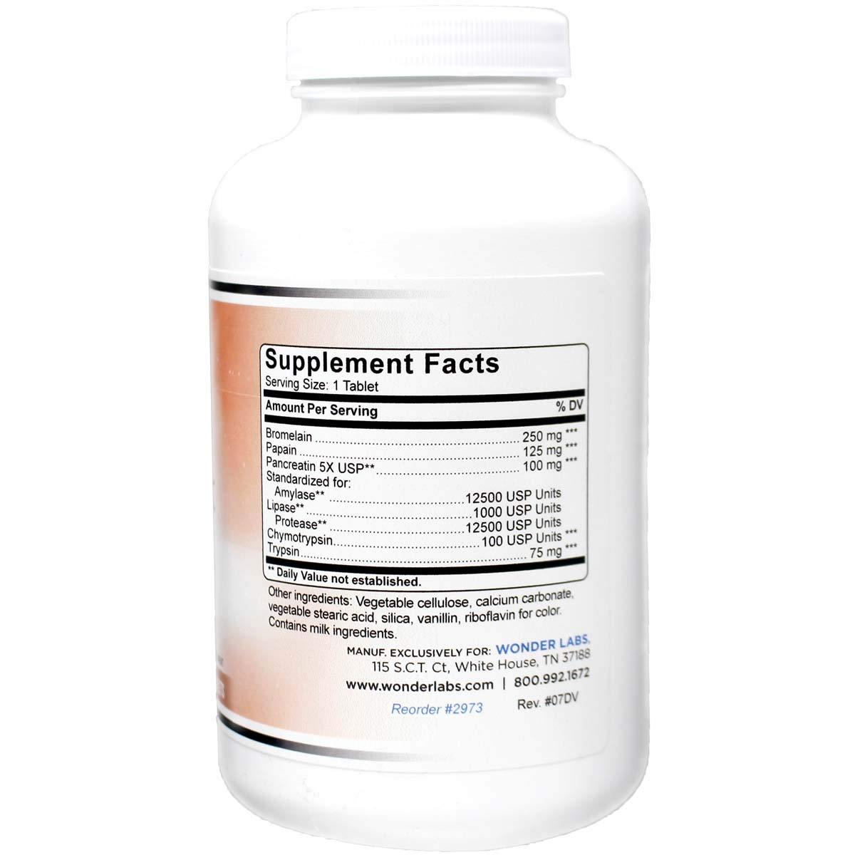 Wonder Laboratories Wonder Laboratories Proteolytic Enzymes | Bromelain Papain Pancreatin Trypsin 550 mg Total with Standardized Amylase, Lipase, and Protease, 300 Tablets