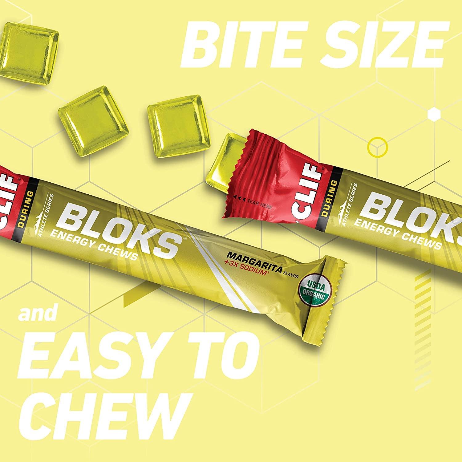 Shot Bloks CLIF BLOKS - Energy Chews - Margarita with Salt 3X Sodium for added Electrolytes- Non-GMO - Plant Based Food - Fast Fuel for Cycling and Running-Workout Snack (2.1 Ounce Packet, 3 Count)