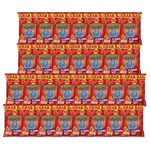 Walkers Monster Munch Flamin sweet and spicy Hot Snacks, 40g (Pack of 30),packaging may vary