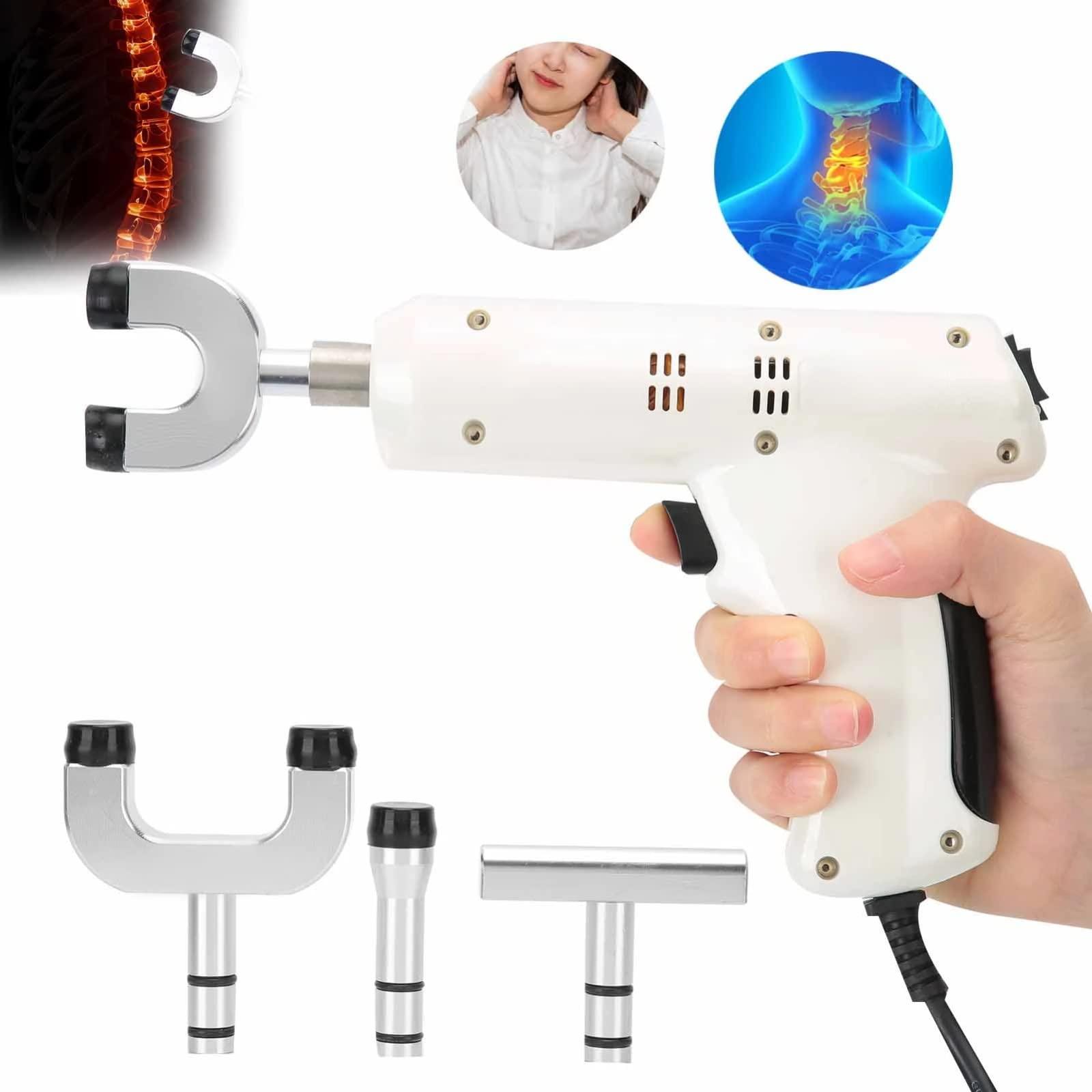 VEXIGO VEXIGO Electric Chiropractic Adjusting Tool, Spine Massager for Muscle Relax Pain Relief New Spinal Back Massage Correction Gun with 4 Massage Heads