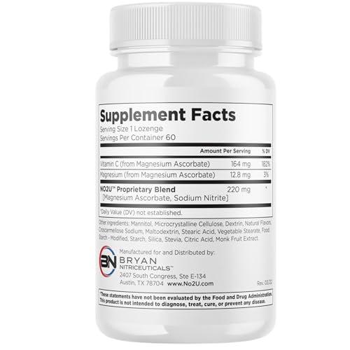 NO2U NO2U Bryan NITRICEUTICALS - Natural Nitric Oxide Supplements for Men & Women - Promotes Blood Circulation, Oxygen & Nutrient Delivery, Daily Wellness Support - No Gluten or Dairy - 60 Vegan Lozenges