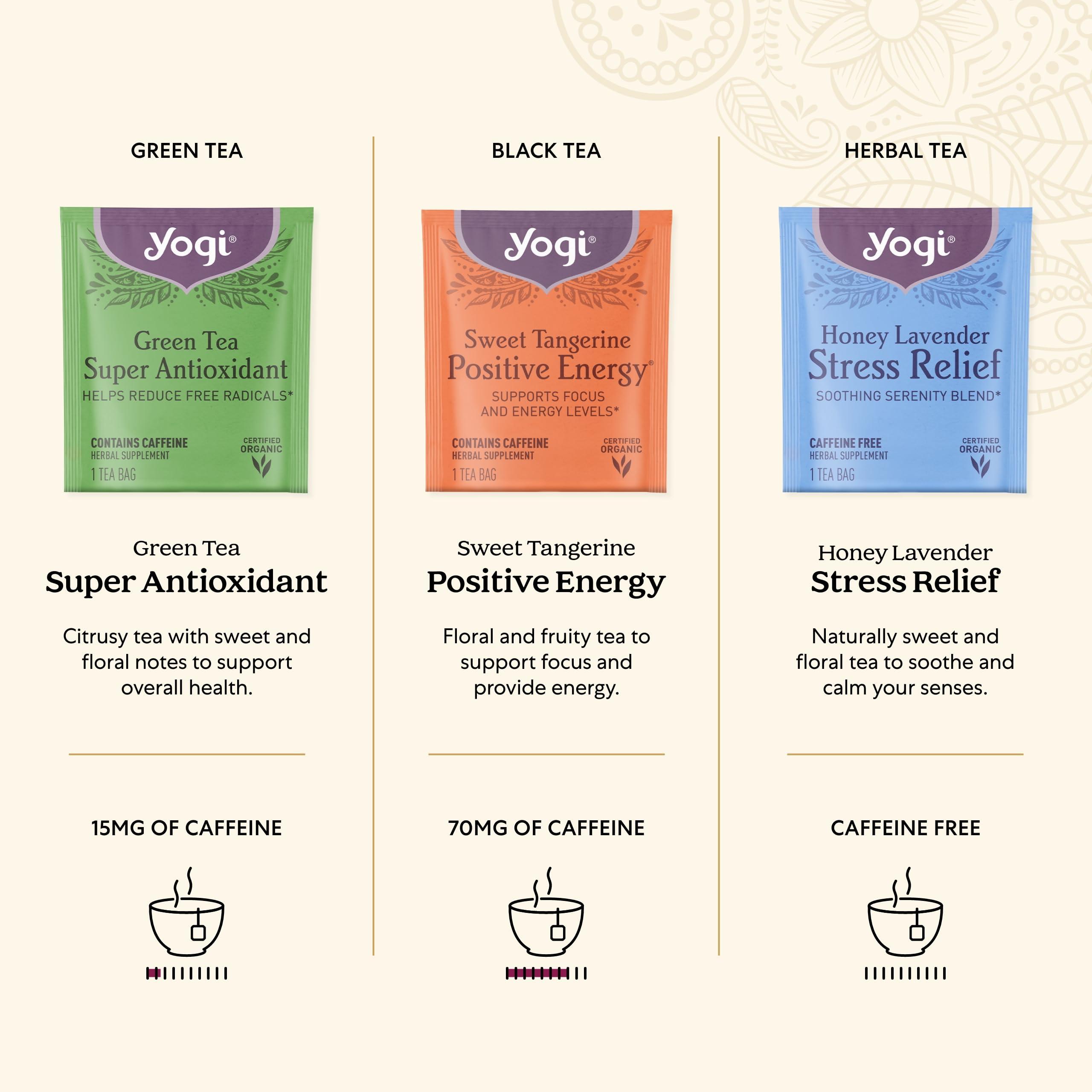 Yogi Yogi Organic Tea Sampler Gift Box - Assorted Delicious Wellness Teas - 9 Favorite Herbal, Green & Black Teas - Tea Gift Set & Variety Pack (45 Tea Bags)