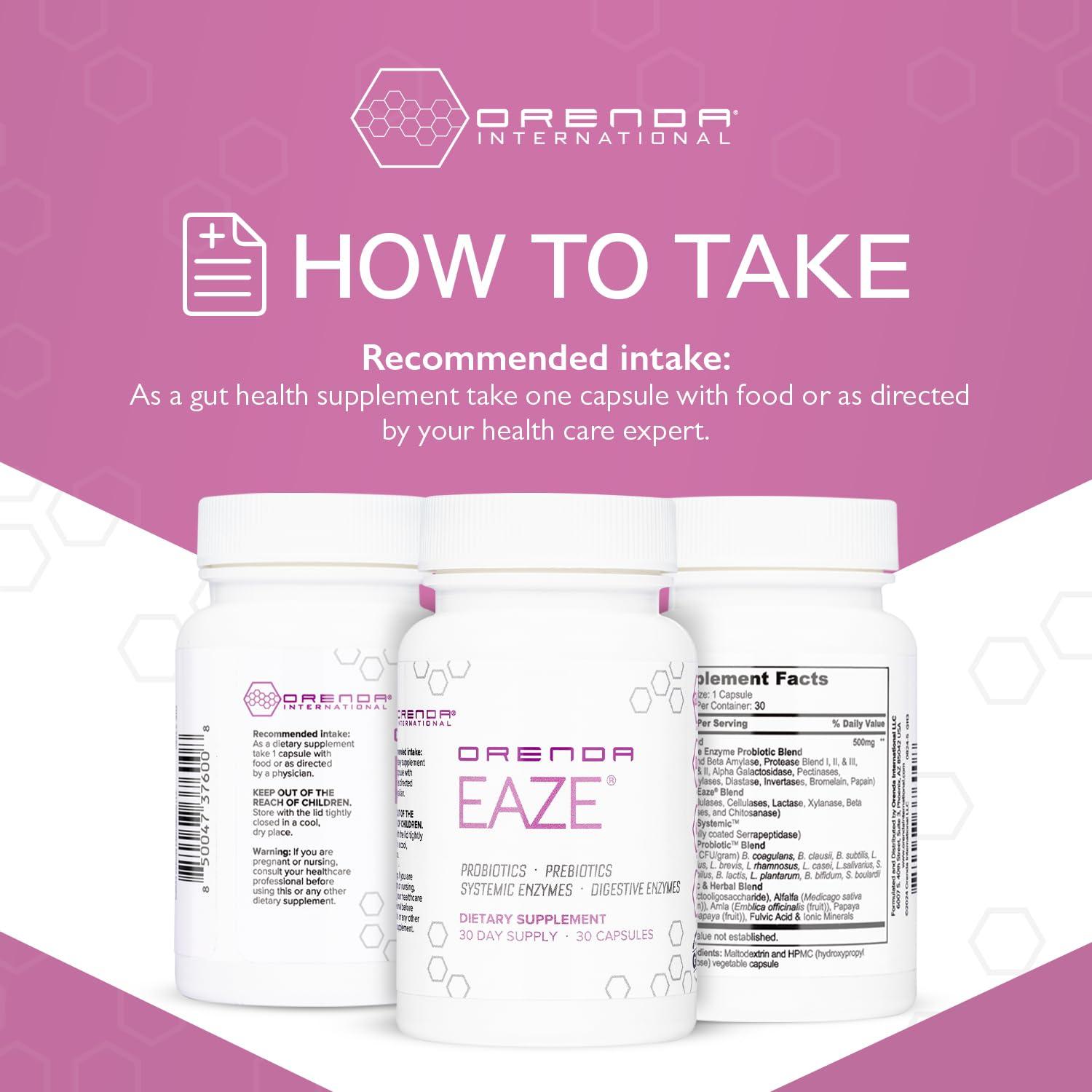 Orenda International Orenda Eaze: Gut Wellness Capsules | 6-in-1 Digestive Support with Probiotics, Endospores, Peptizyme-SP EN, Prebiotics, and Digestive Enzymes - Elevate Your Gut Health Today - 30 Capsules