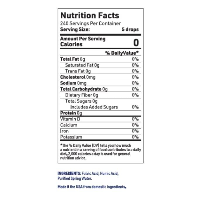 AgeImmune Fulvic Humic Acid Liquid Supplement. Plant Derived Mineral Drops, Over 75 Trace Minerals for Energy Boost. Up to 8 Months Supply. Concentration 250%. 2oz Each. 2 Bottles.